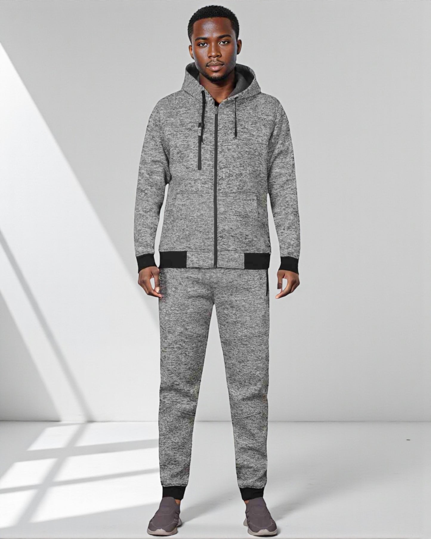 Men’s Warm Winter Tech Fleece Sweat Jacket Sweatpants Jogger Outfit