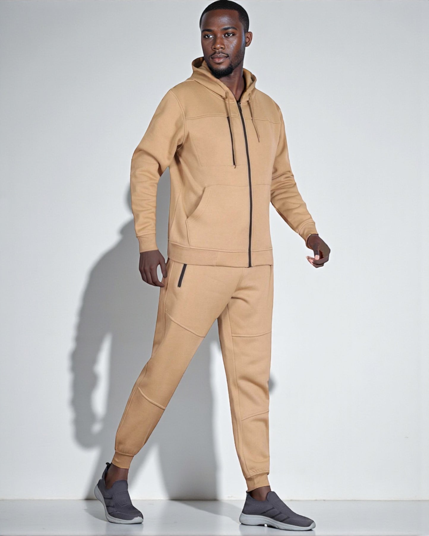 Men’s Warm Winter Tech Fleece Sweat Jacket Sweatpants Jogger Outfit