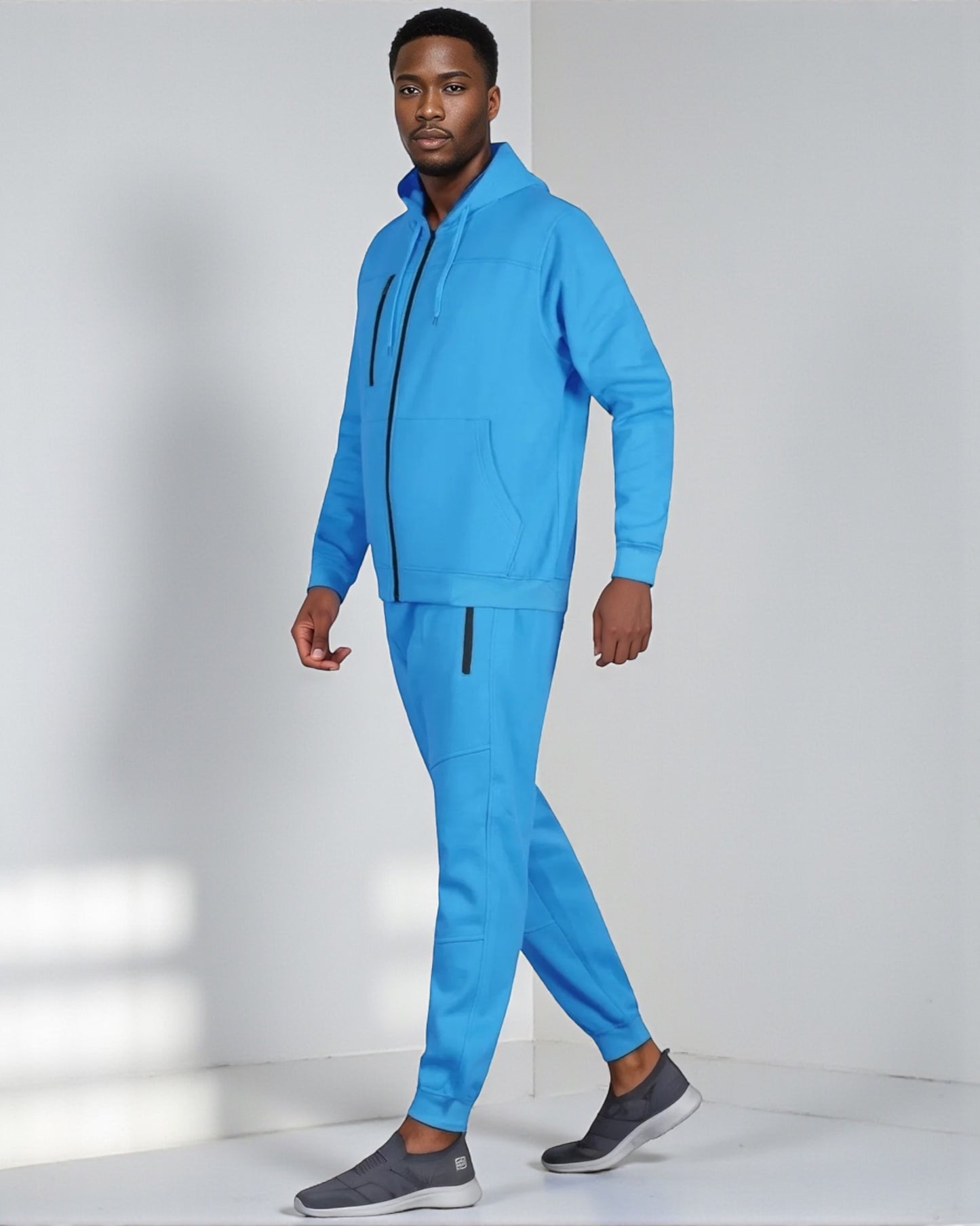 Men’s Warm Winter Tech Fleece Sweat Jacket Sweatpants Jogger Outfit
