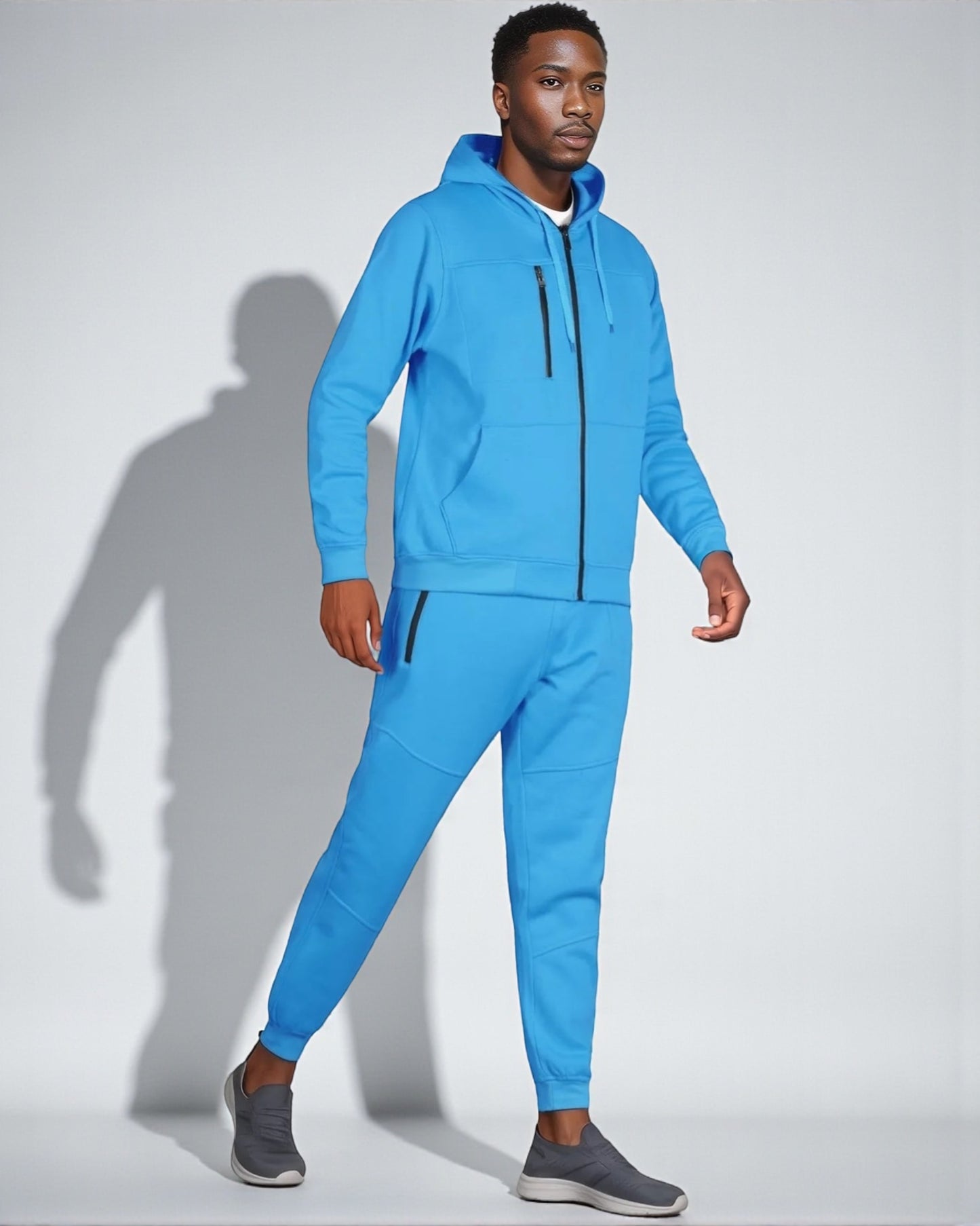 Men’s Warm Winter Tech Fleece Sweat Jacket Sweatpants Jogger Outfit
