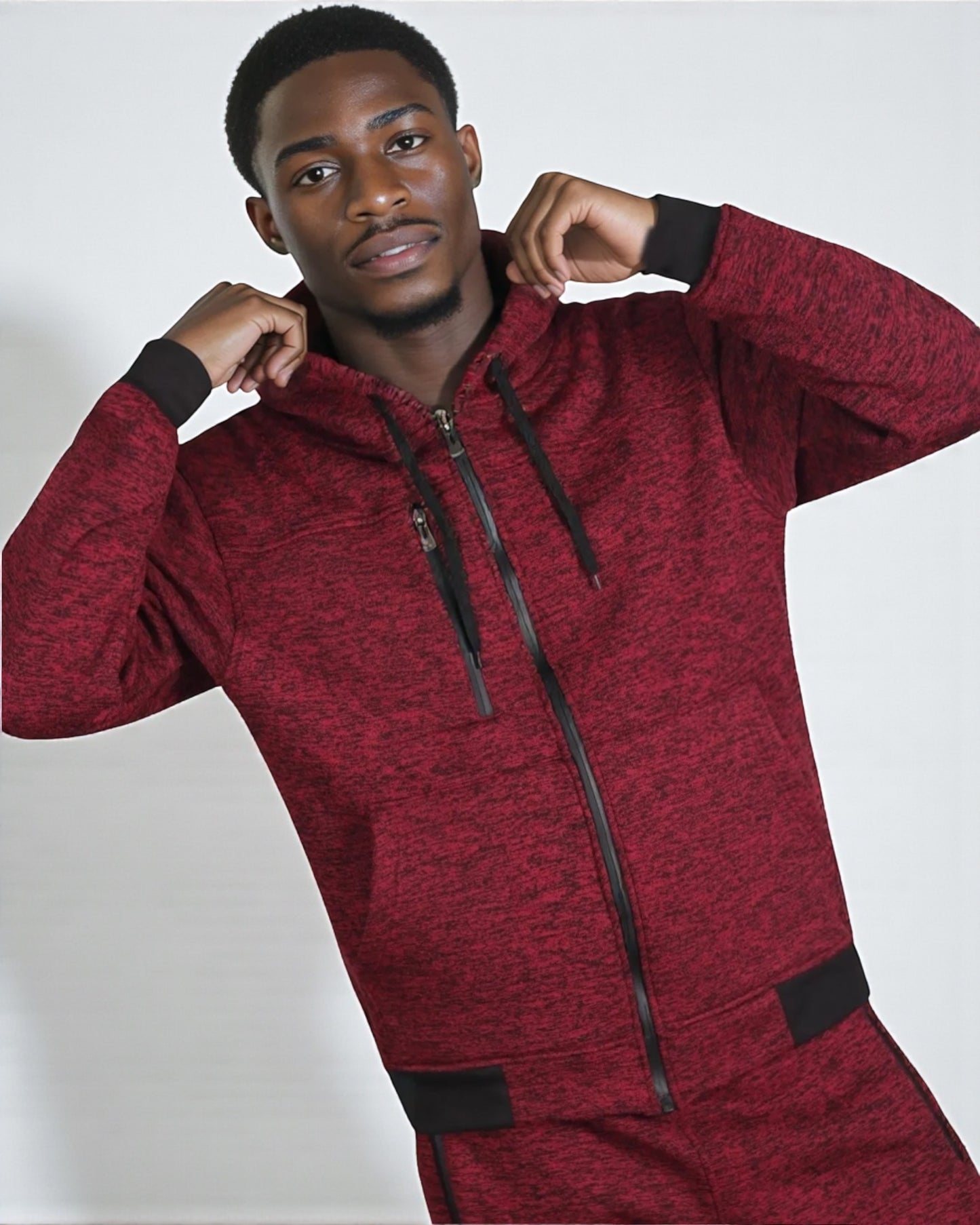 Men’s Warm Winter Tech Fleece Sweat Jacket Sweatpants Jogger Outfit