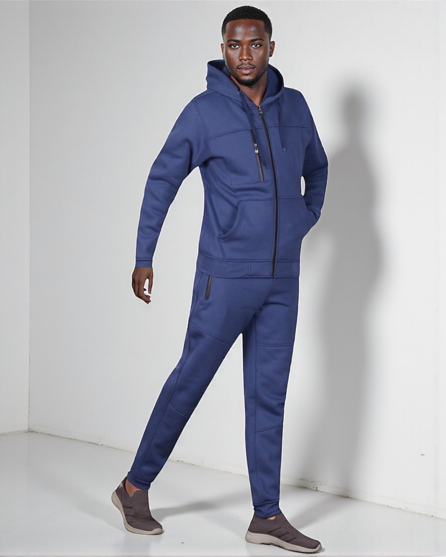 Men’s Warm Winter Tech Fleece Sweat Jacket Sweatpants Jogger Outfit