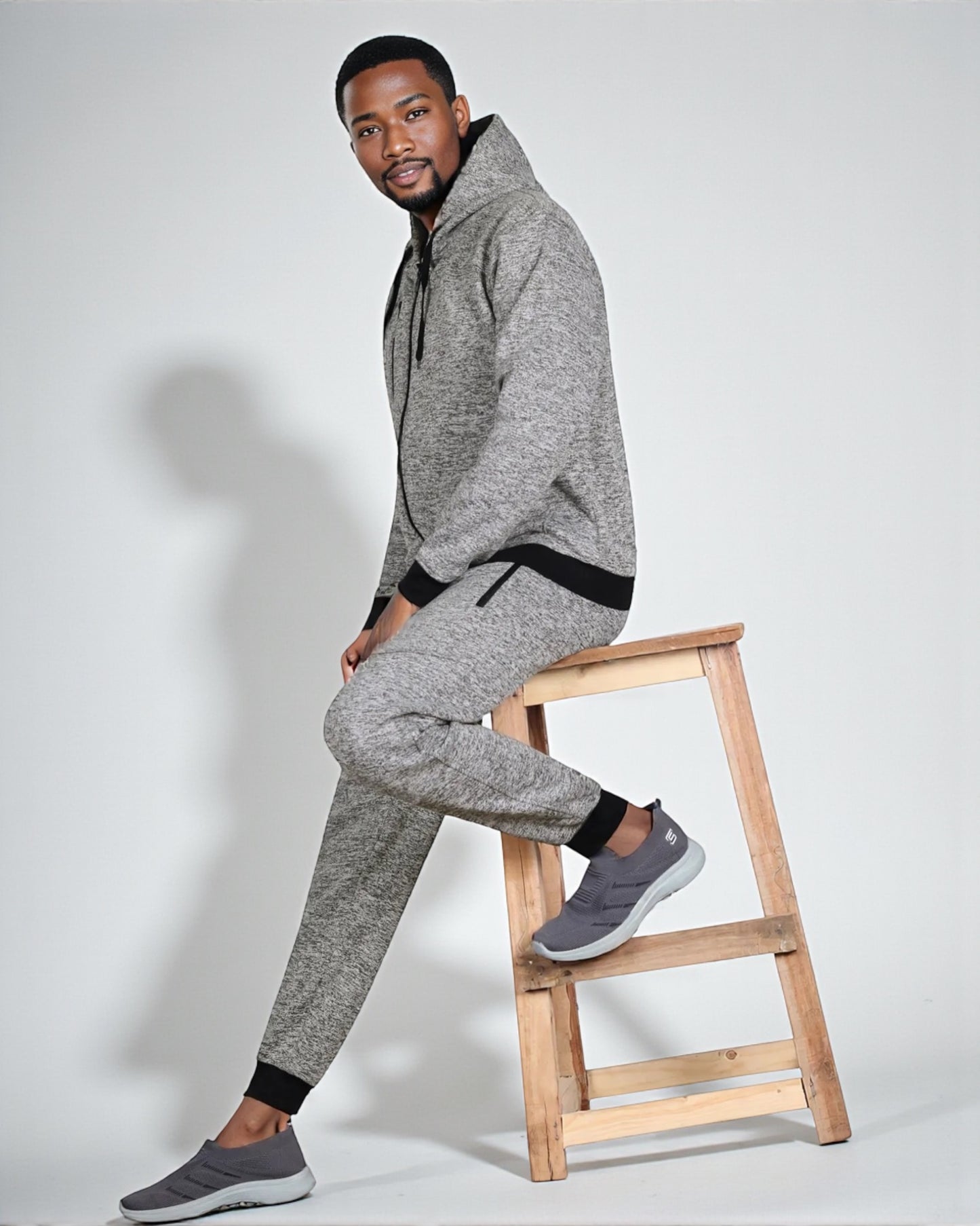 Men’s Warm Winter Tech Fleece Sweat Jacket Sweatpants Jogger Outfit