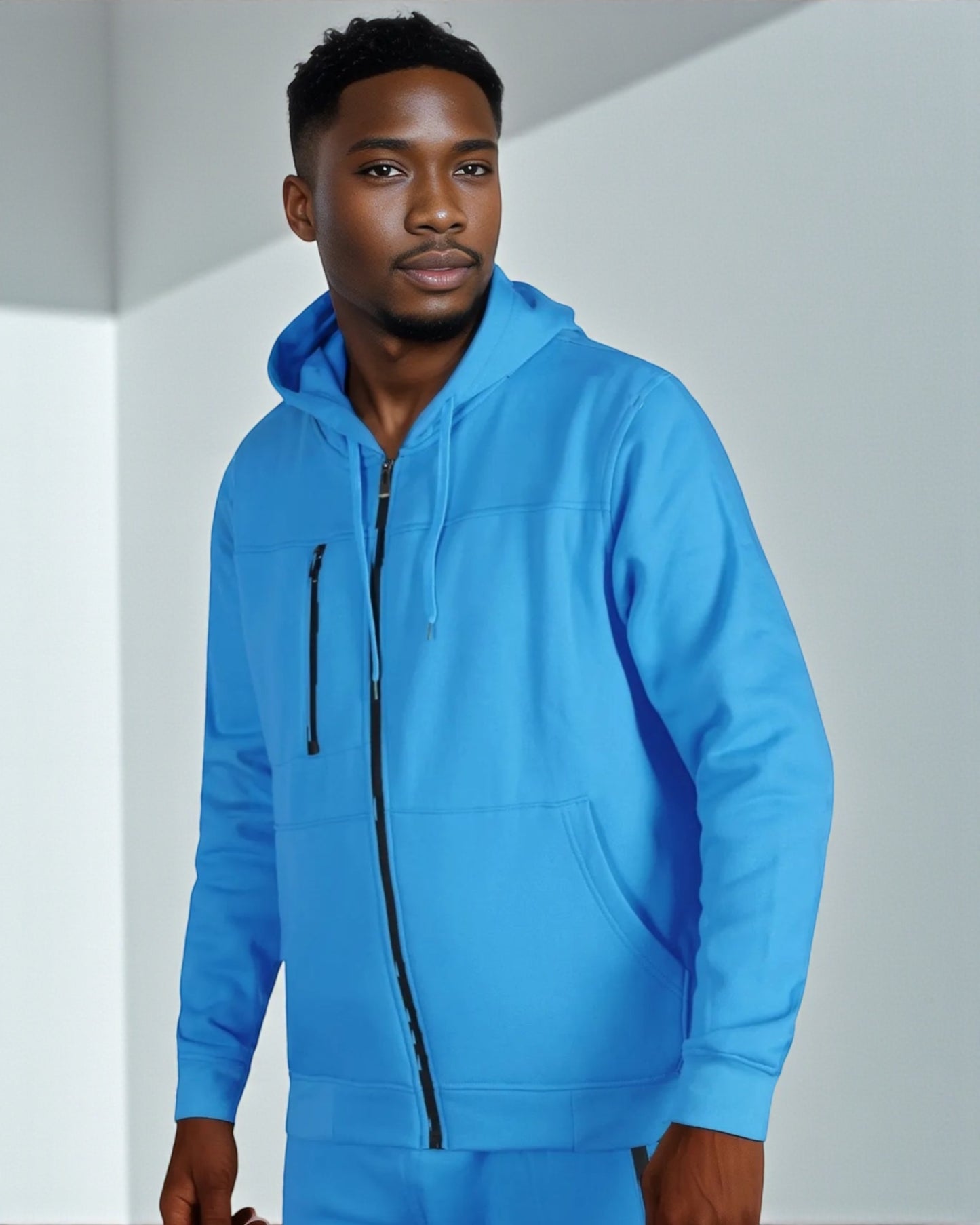 Men’s Warm Winter Tech Fleece Sweat Jacket Sweatpants Jogger Outfit