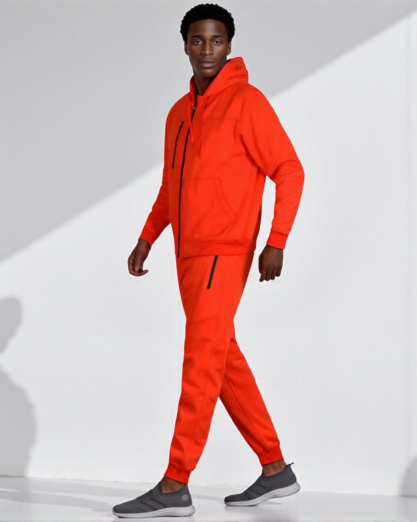 Men’s Warm Winter Tech Fleece Sweat Jacket Sweatpants Jogger Outfit