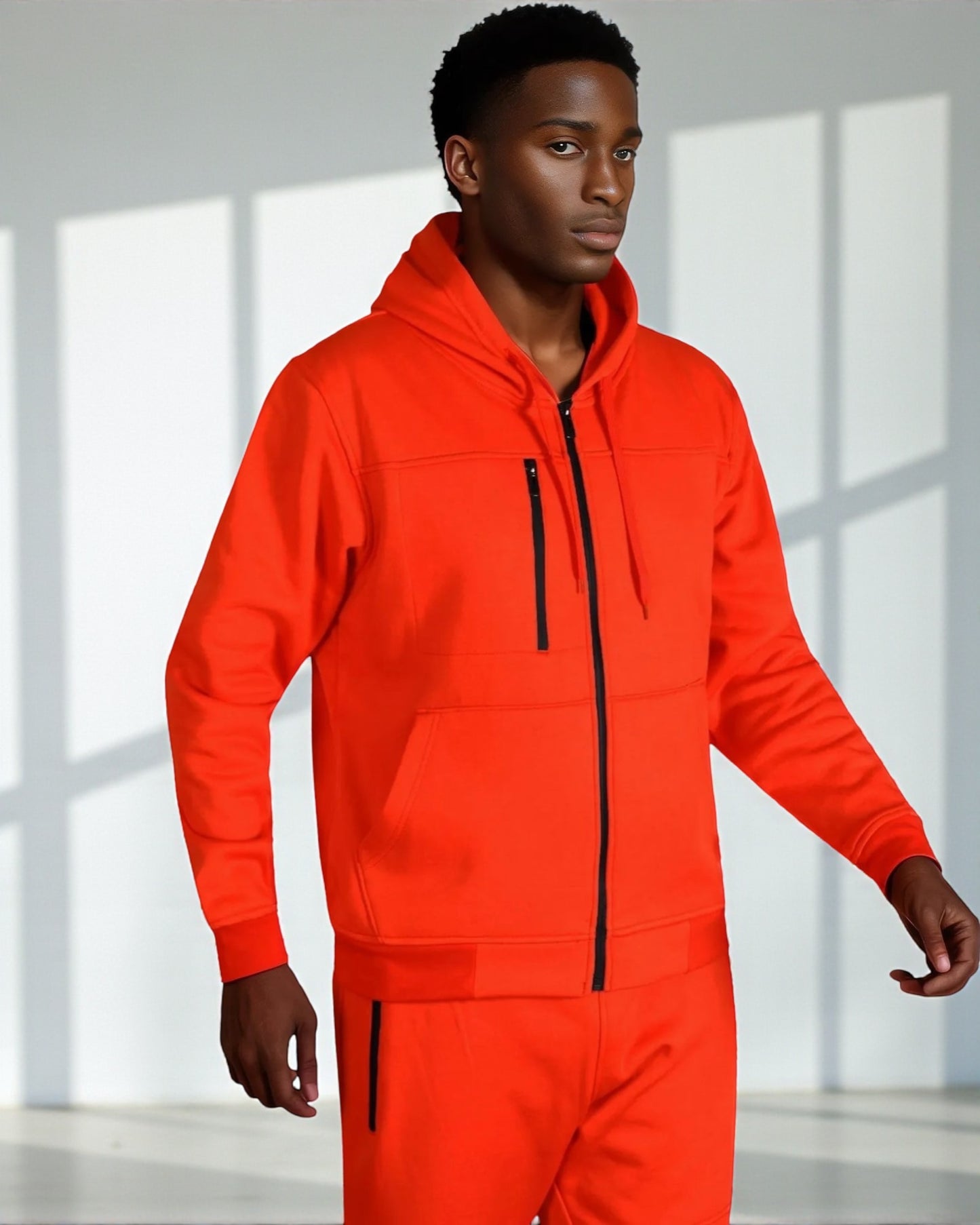 Men’s Warm Winter Tech Fleece Sweat Jacket Sweatpants Jogger Outfit