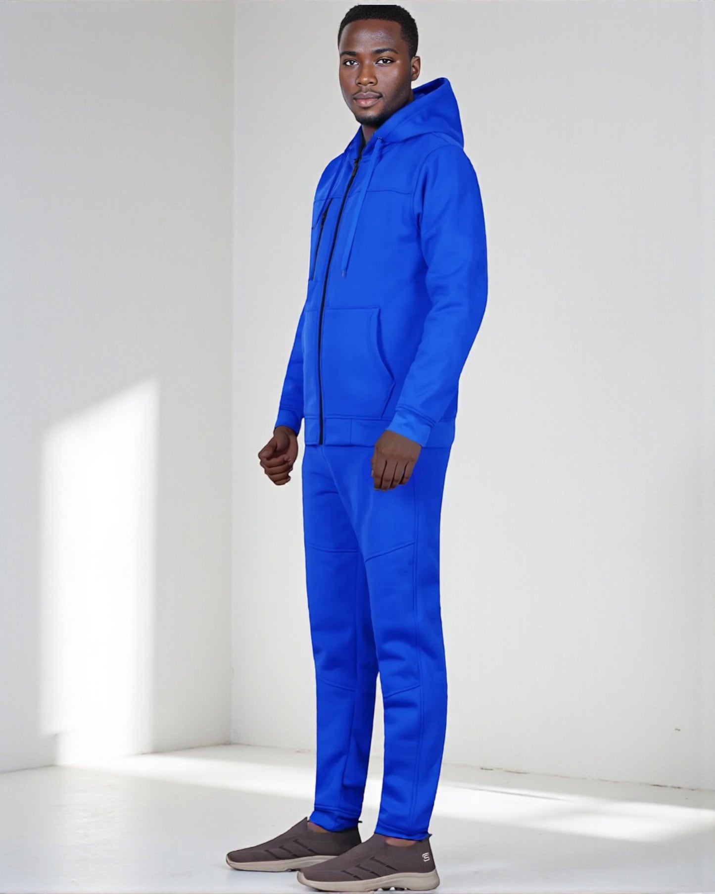 Men’s Warm Winter Tech Fleece Sweat Jacket Sweatpants Jogger Outfit