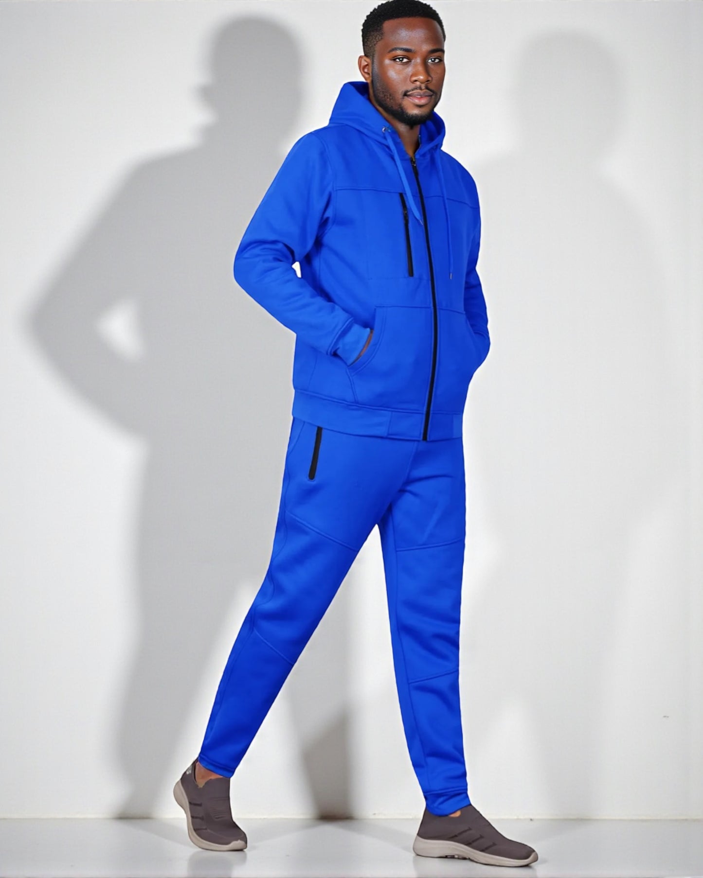 Men’s Warm Winter Tech Fleece Sweat Jacket Sweatpants Jogger Outfit