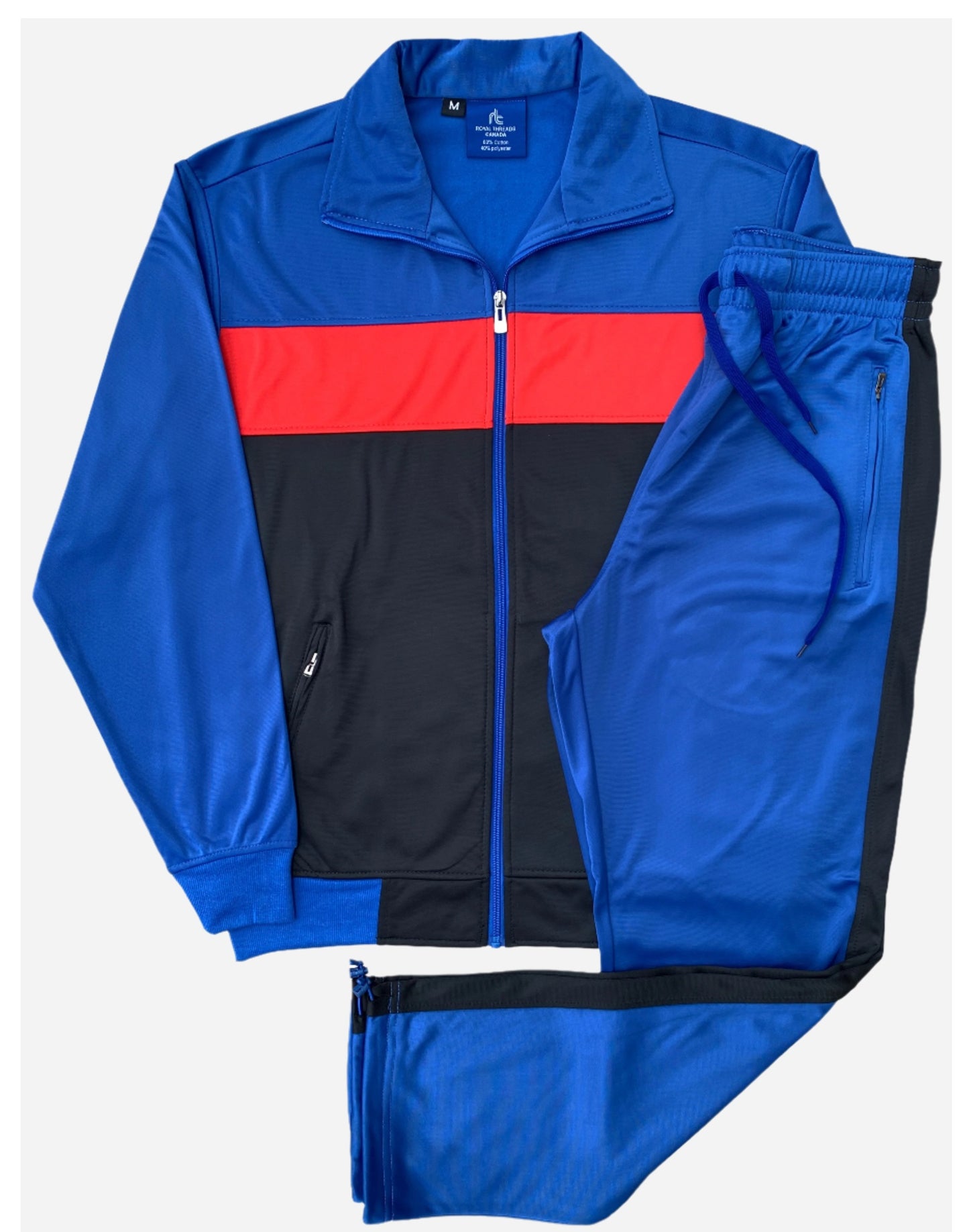Men’s 2-Piece Tracksuit Traditional Coral Blocks Active Track Jacket and Track pants Outfit