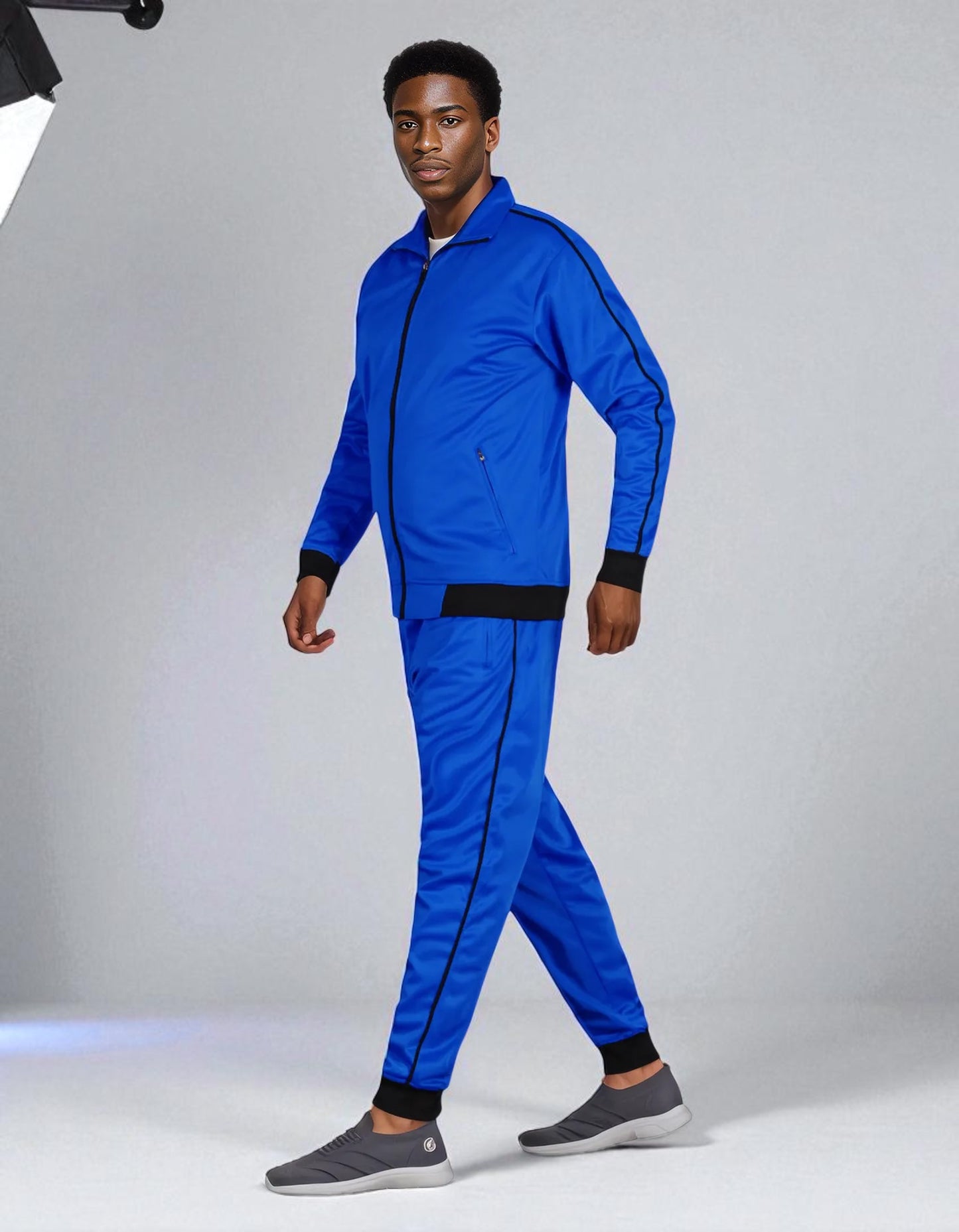 Men 2-piece Classic Jogger Tracksuit Track Jacket & Trackpants Solid Plain Outfit