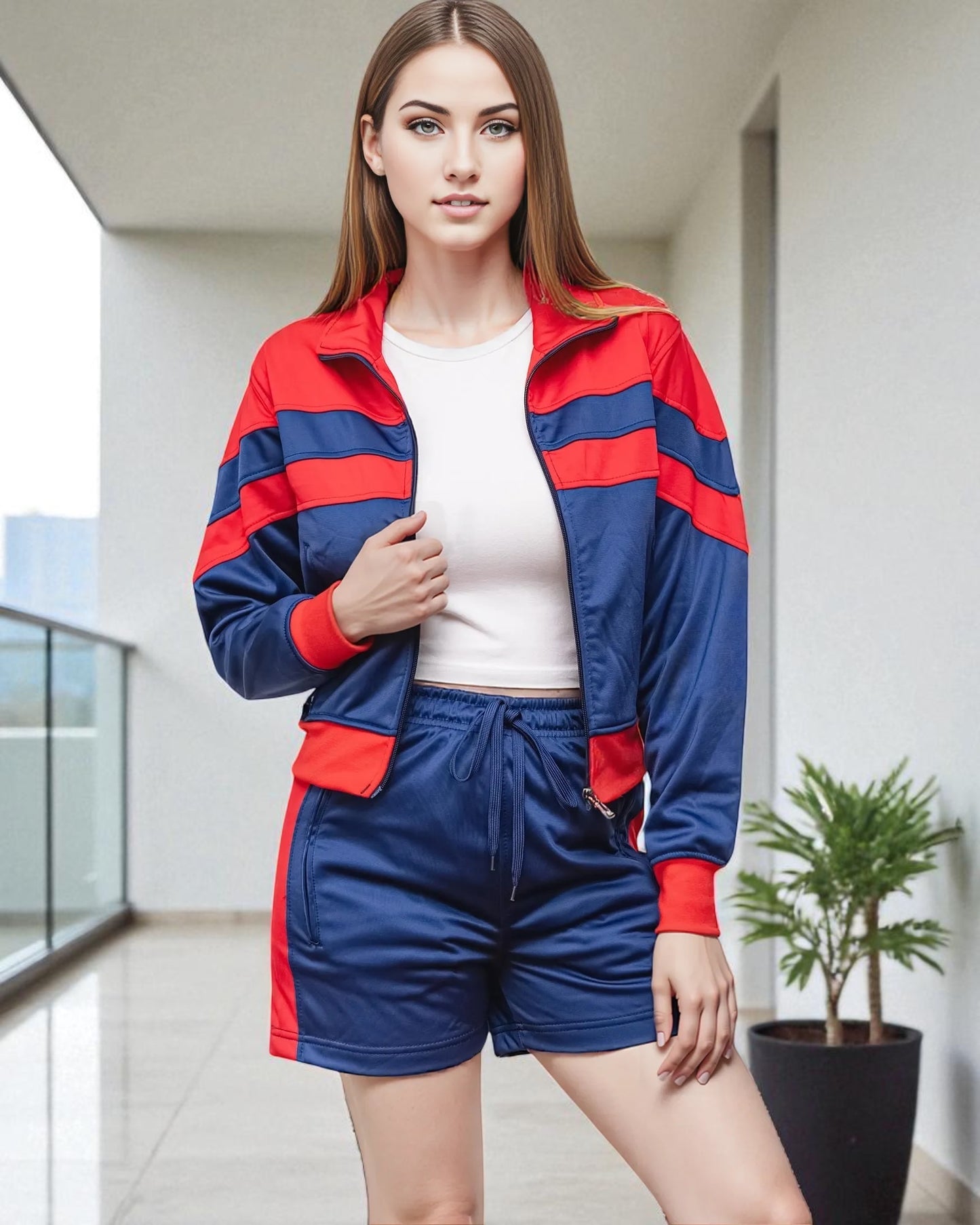 Women's Summer Track Jacket & Shorts Set