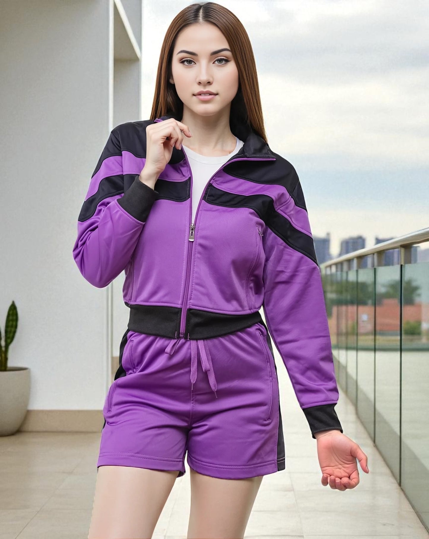 Women's Summer Track Jacket & Shorts Set