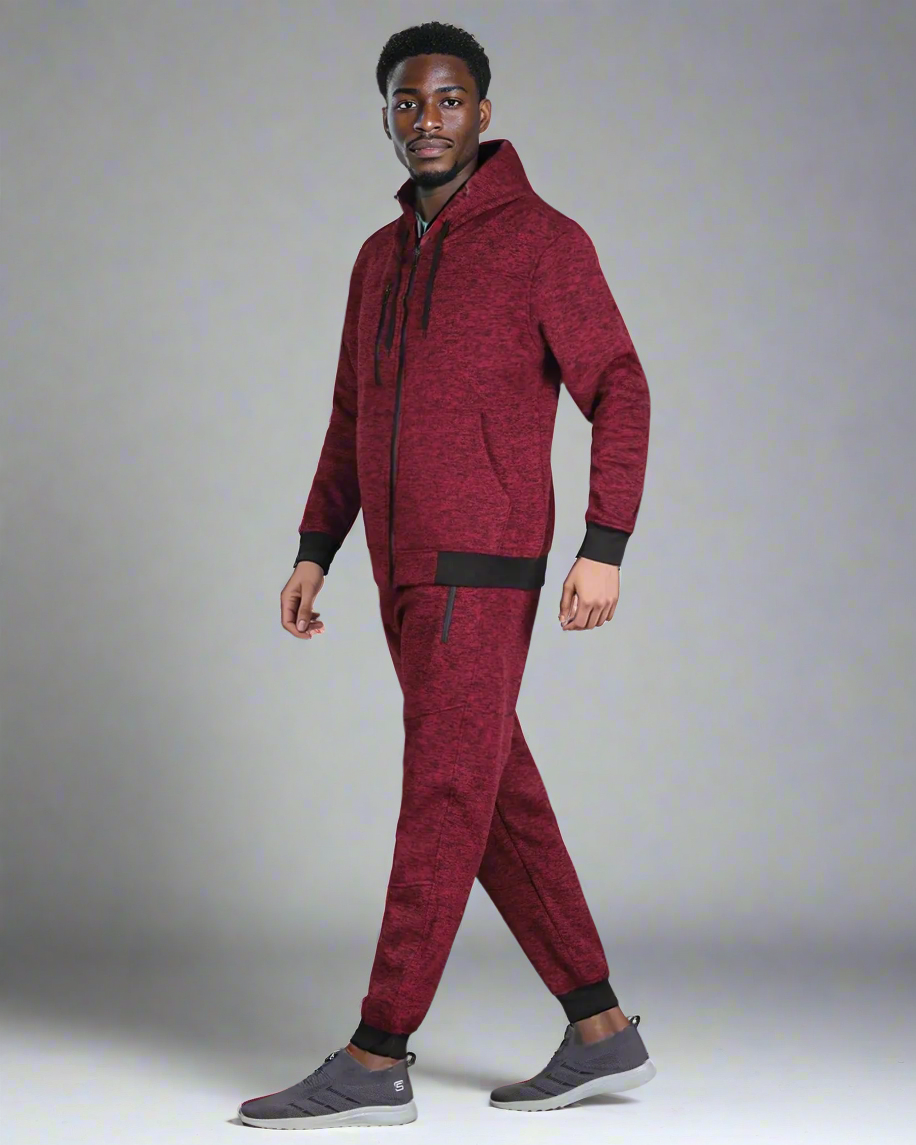 Men’s Warm Winter Tech Fleece Sweat Jacket Sweatpants Jogger Outfit