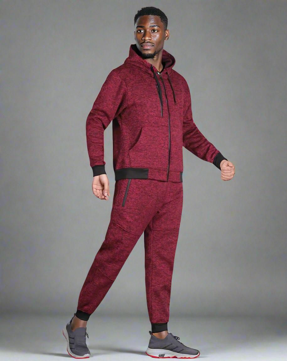 Men’s Warm Winter Tech Fleece Sweat Jacket Sweatpants Jogger Outfit