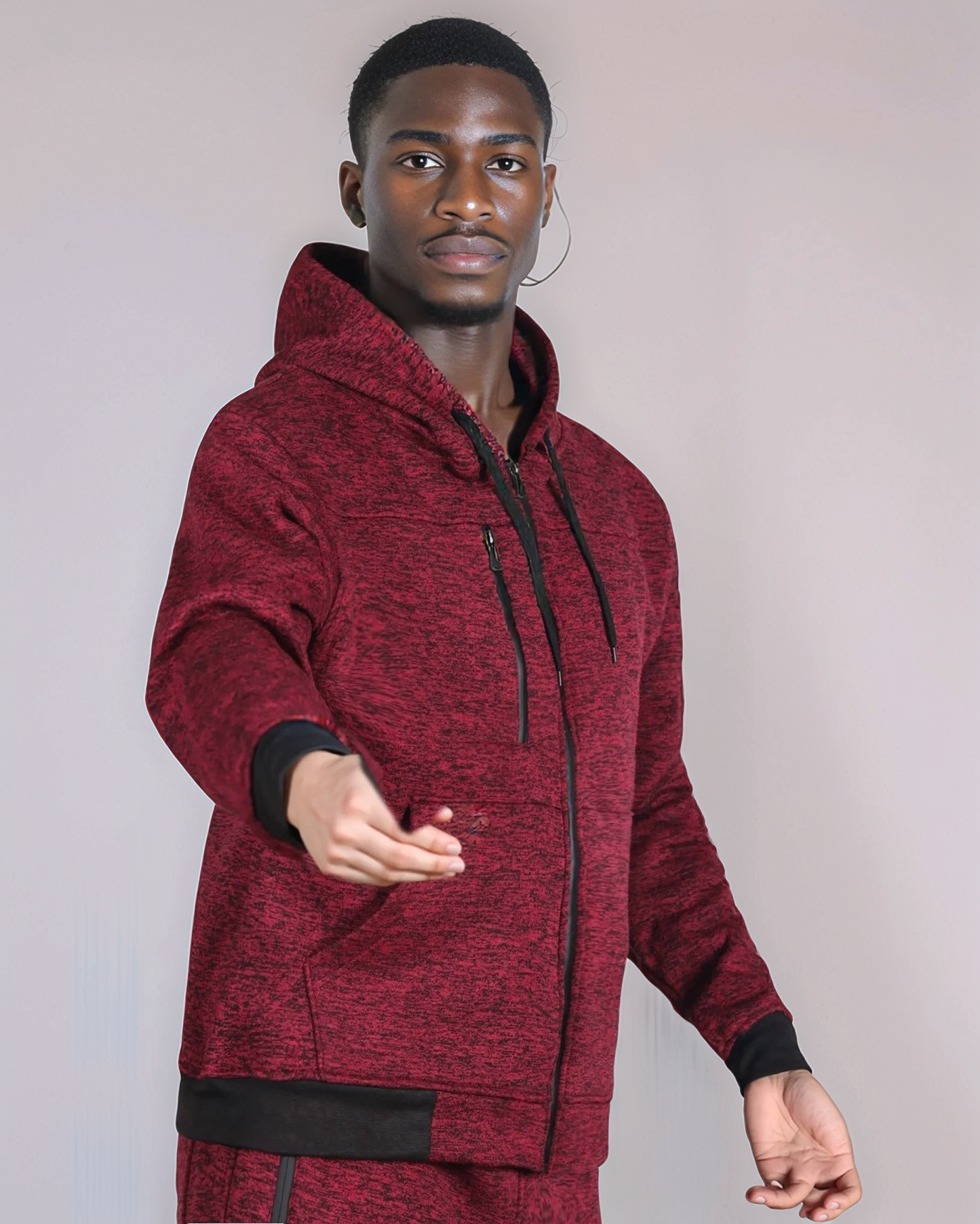 Men’s Warm Winter Tech Fleece Sweat Jacket Sweatpants Jogger Outfit