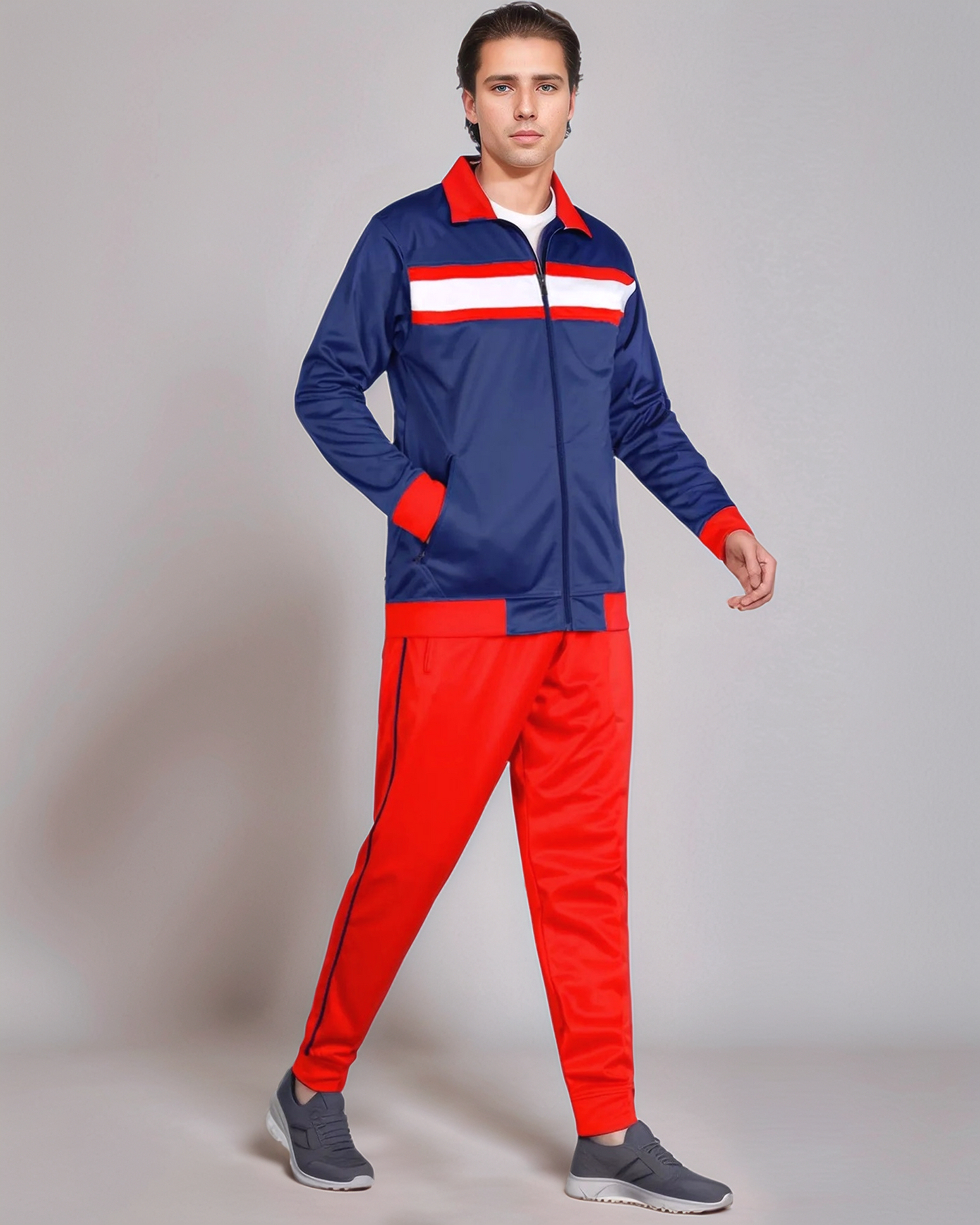 Men's Tracksuit contrast Color 2-piece Set