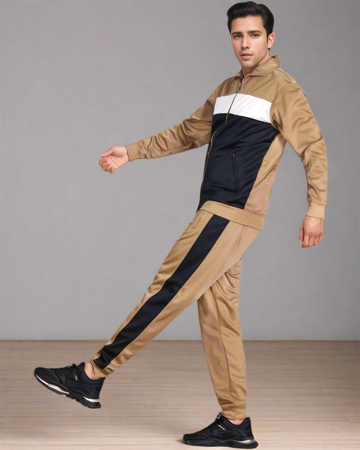 Men’s 2-Piece Tracksuit Traditional Coral Blocks Active Track Jacket and Track pants Outfits
