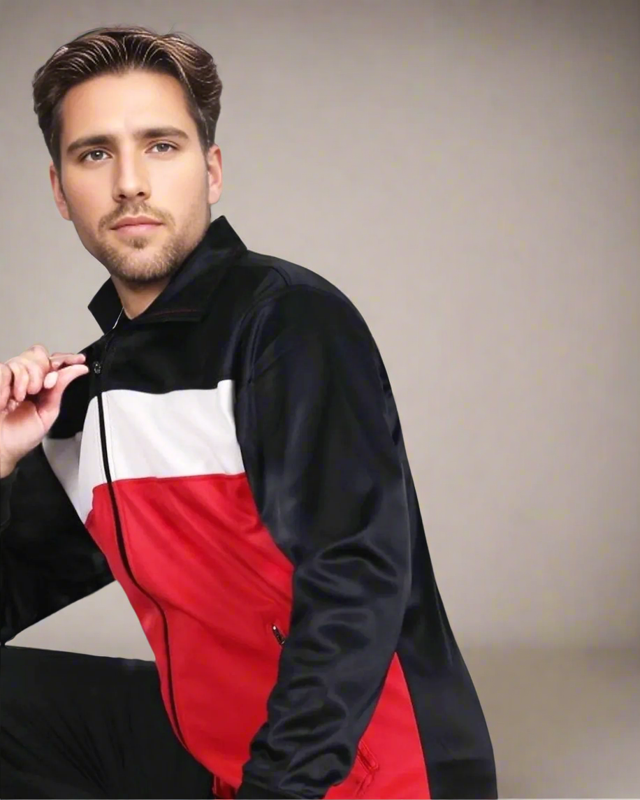 Men’s 2-Piece Tracksuit Traditional Coral Blocks Active Track Jacket and Track pants Outfits