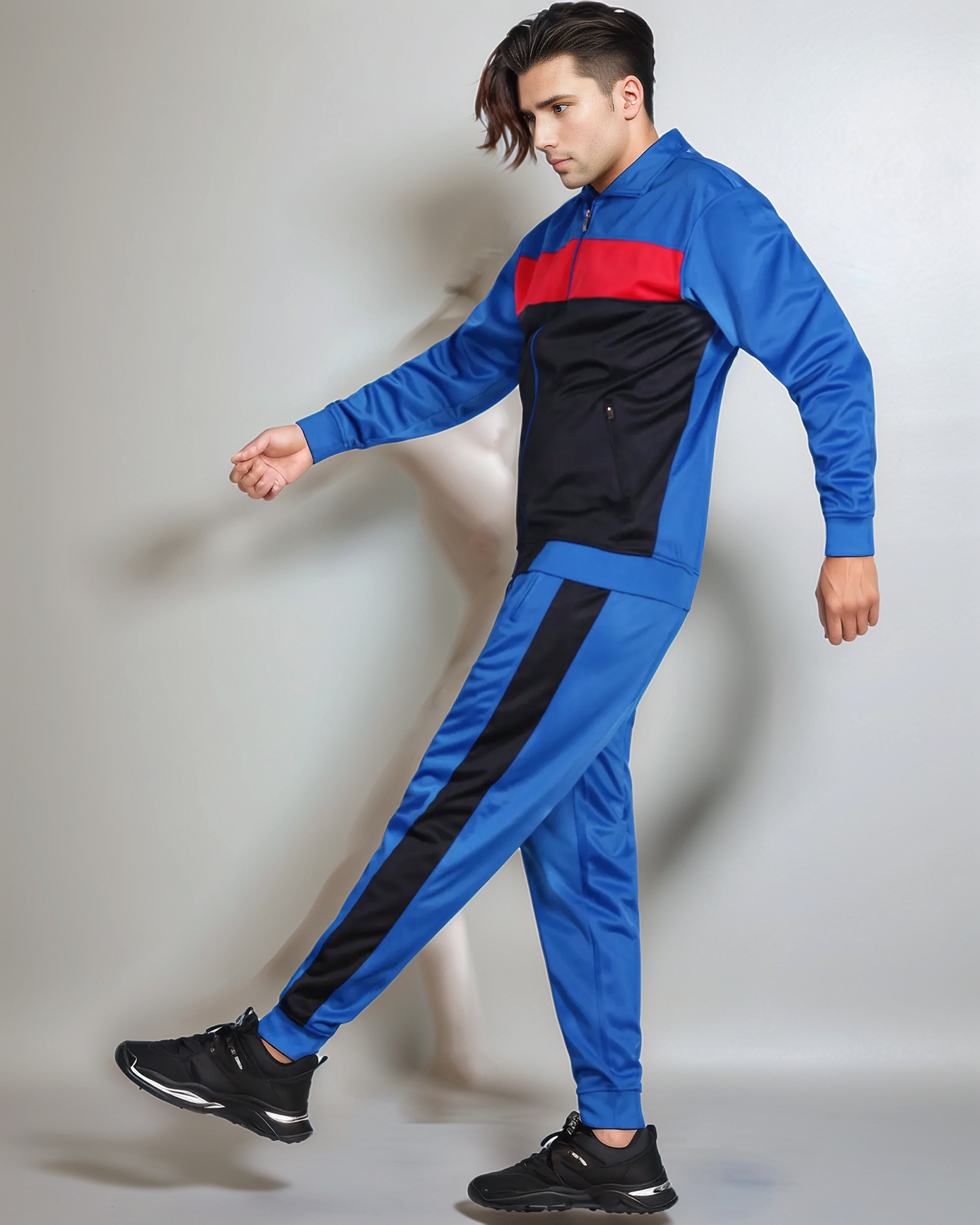 Men’s 2-Piece Tracksuit Traditional Coral Blocks Active Track Jacket and Track pants Outfits