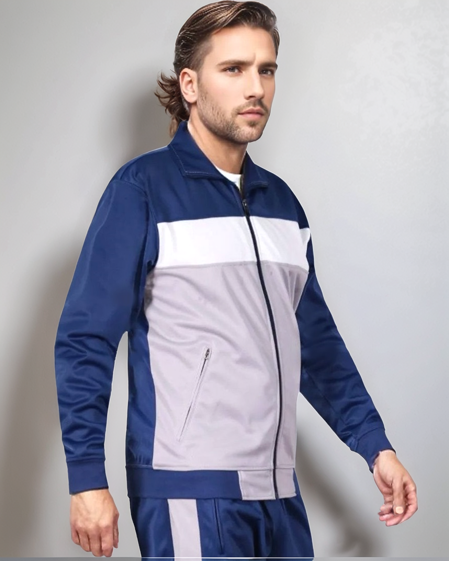Men’s 2-Piece Tracksuit Traditional Coral Blocks Active Track Jacket and Track pants Outfits