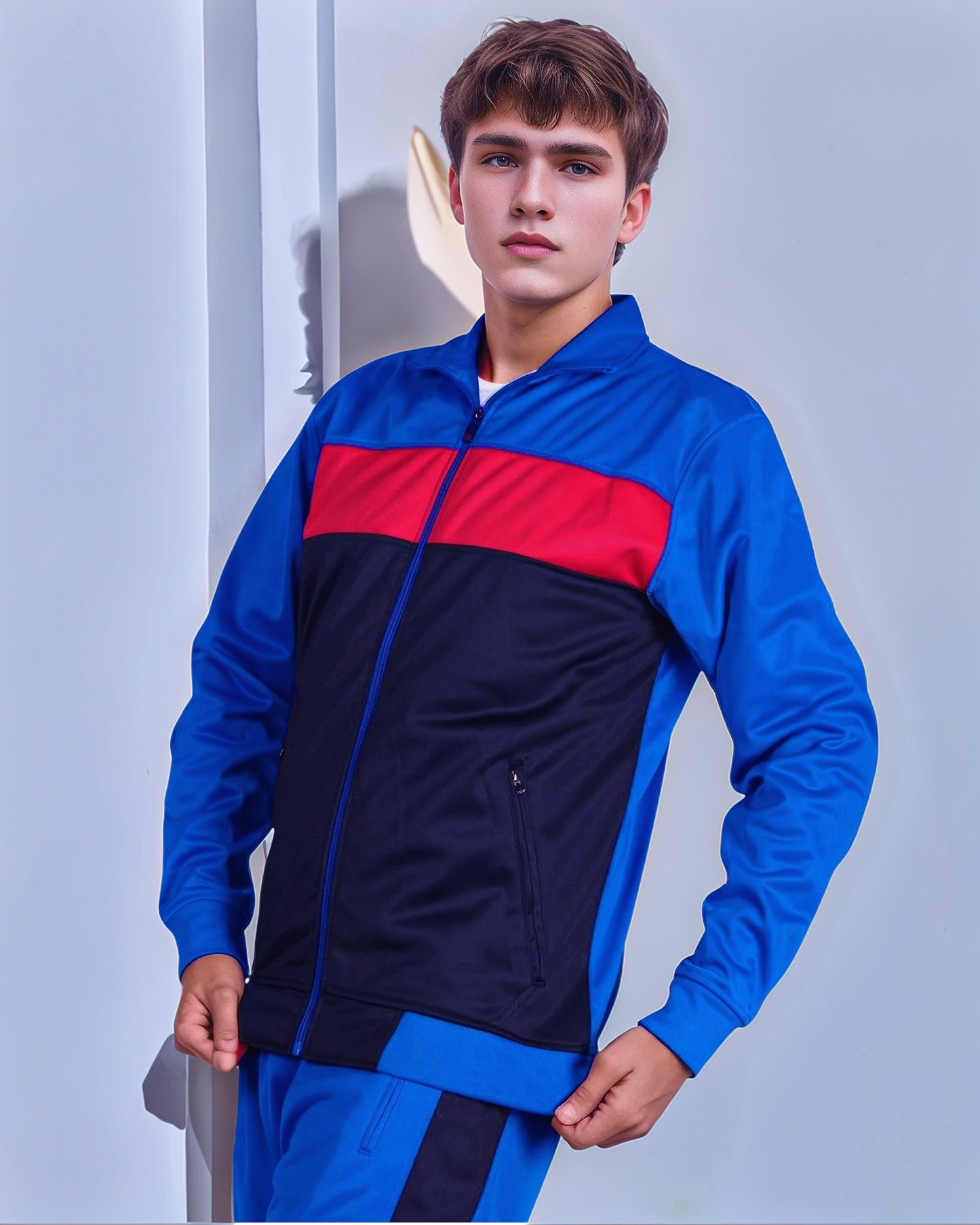 Men’s 2-Piece Tracksuit Traditional Coral Blocks Active Track Jacket and Track pants Outfit