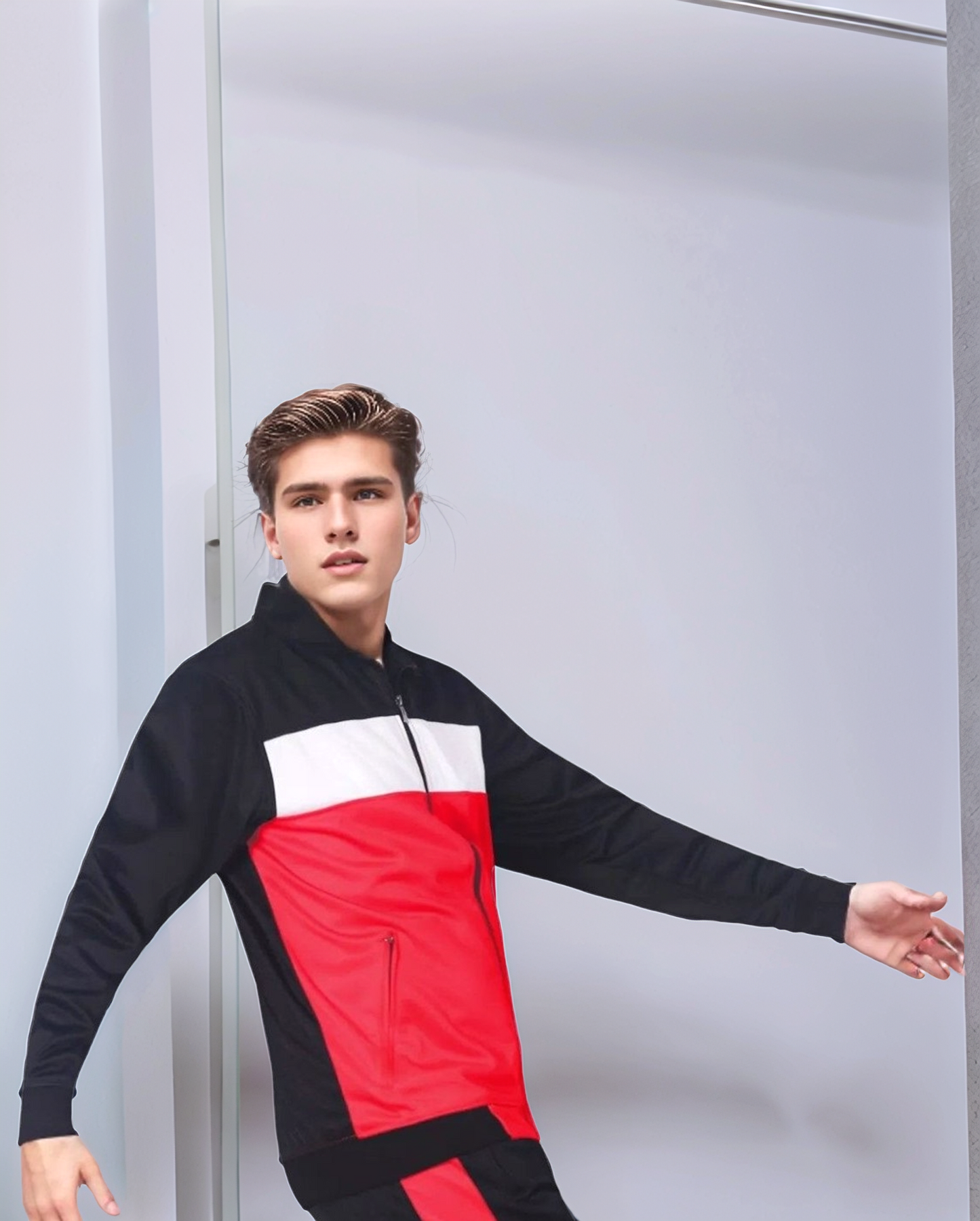 Men’s 2-Piece Tracksuit Traditional Coral Blocks Active Track Jacket and Track pants Outfit