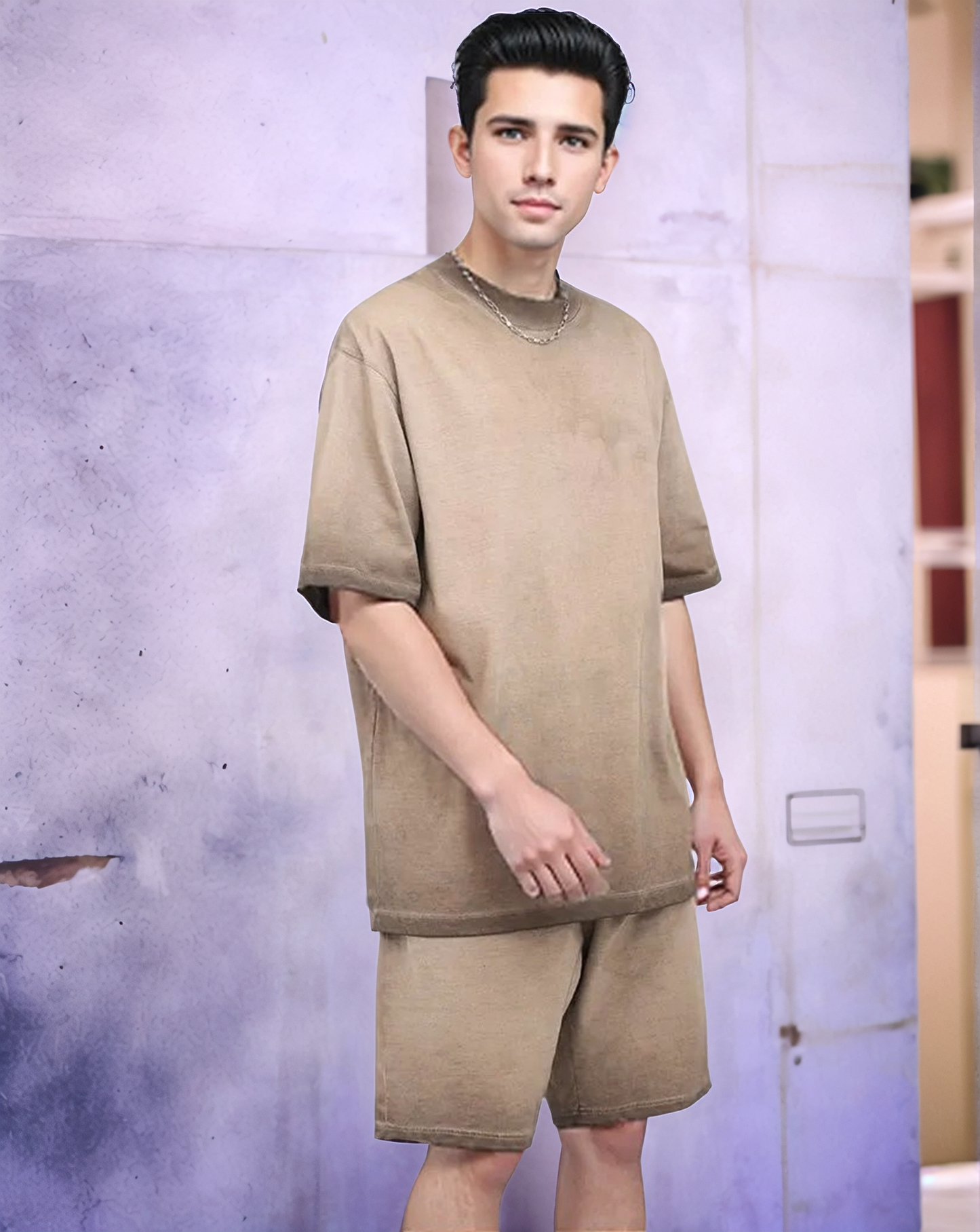Men Acid Wash Short Set
