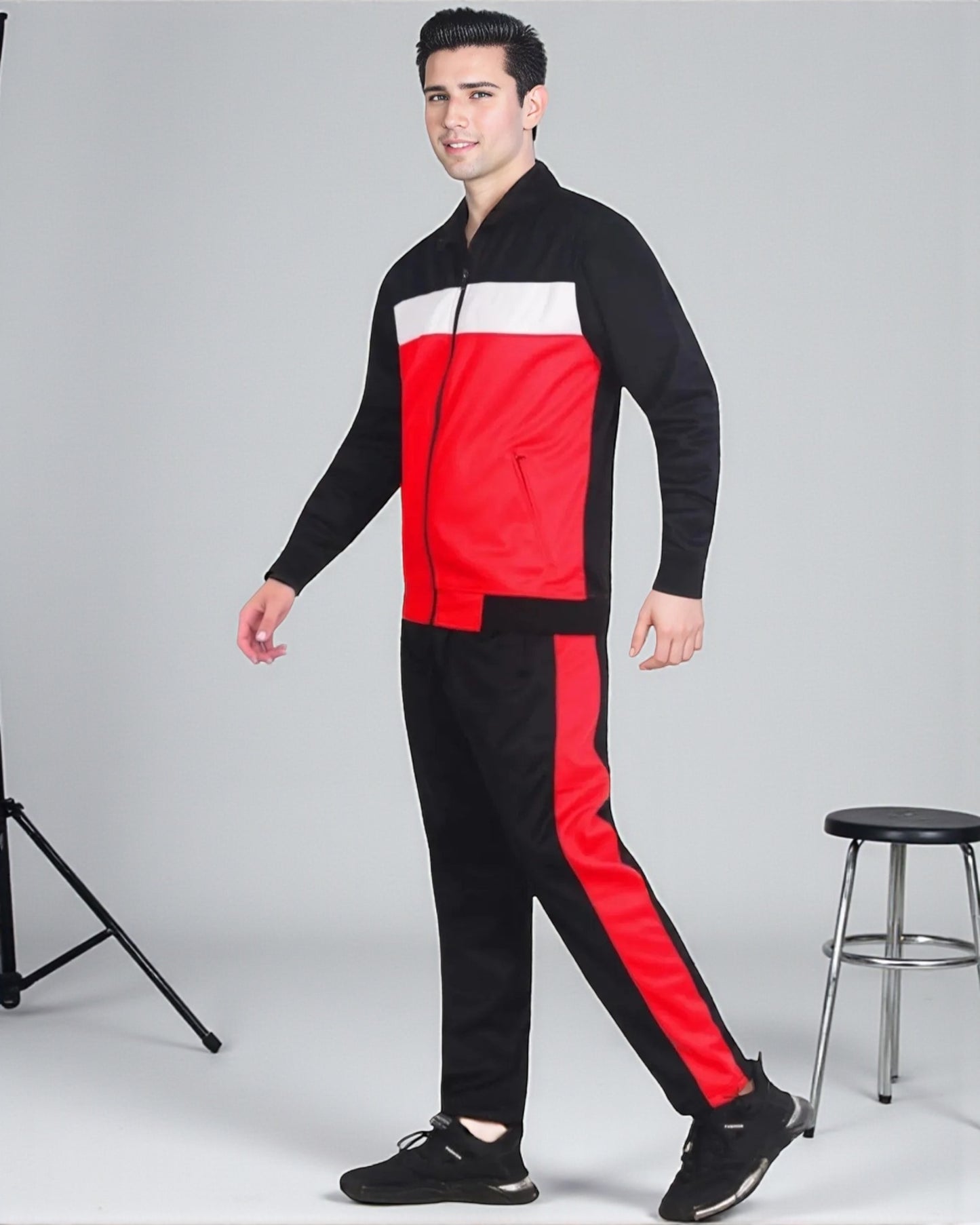 Men’s 2-Piece Tracksuit Traditional Coral Blocks Active Track Jacket and Track pants Outfit