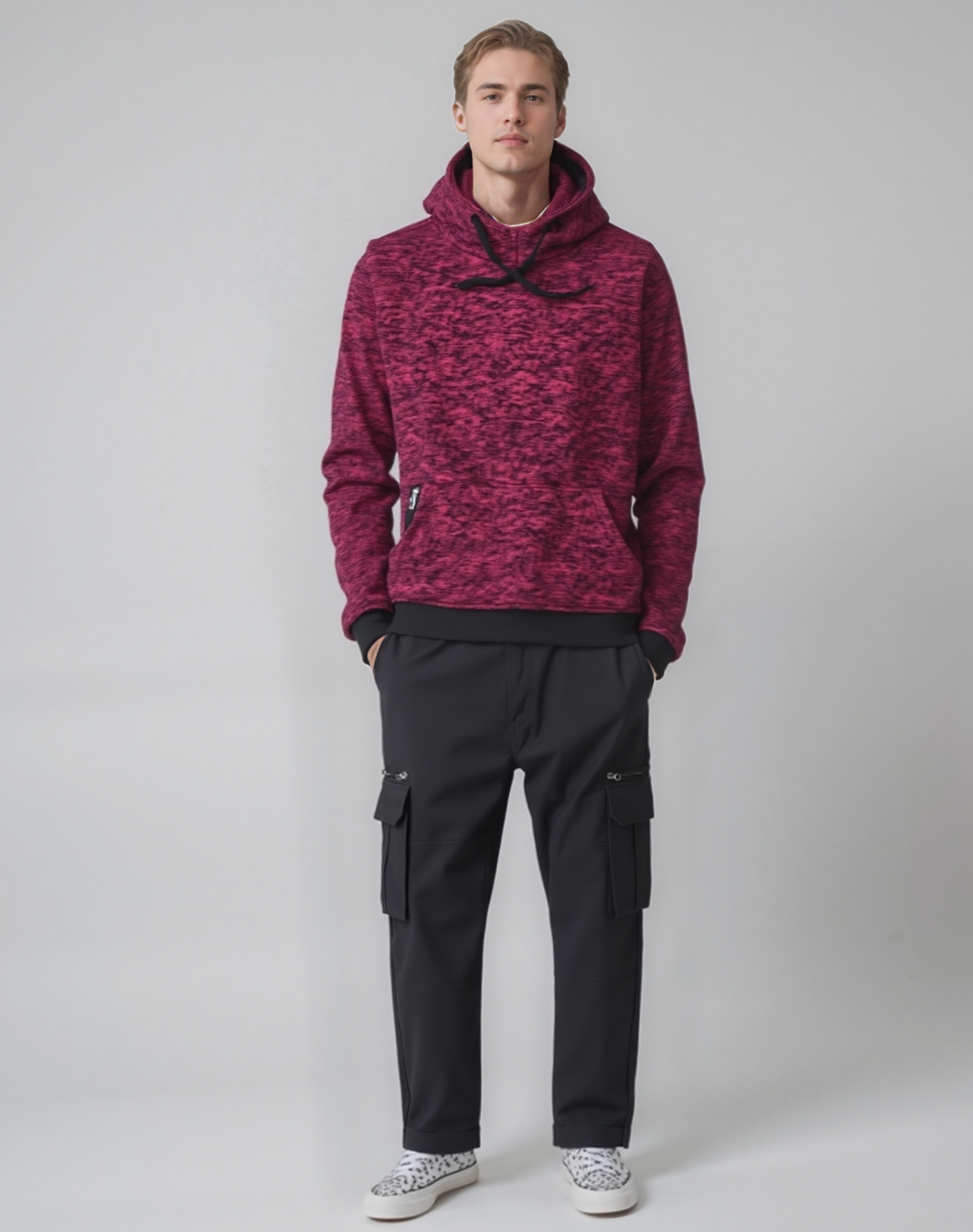 Men’s Solid Color Full Sleeves Spring Wear Pullover Catonic Hoodie