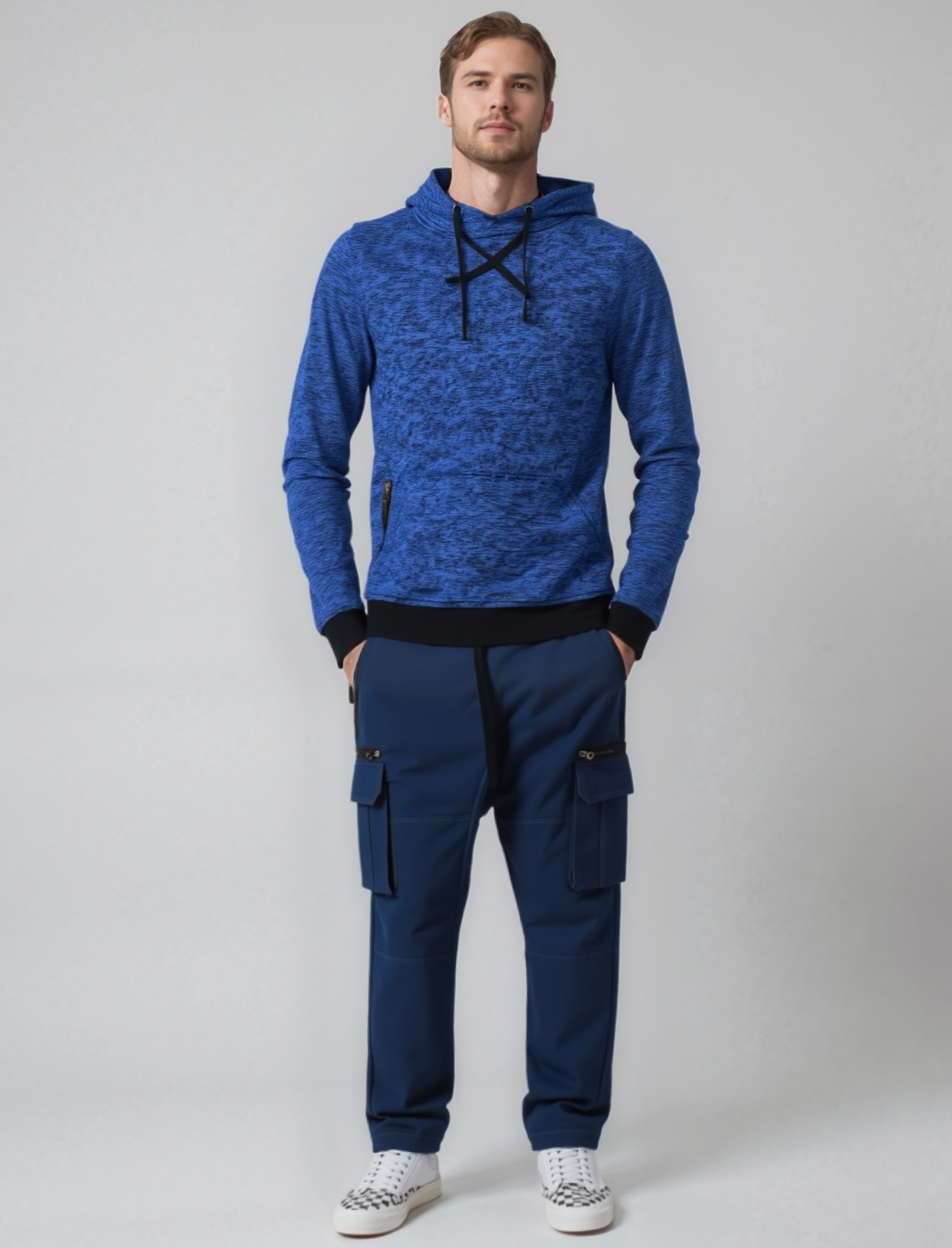 Men’s Solid Color Full Sleeves Spring Wear Pullover Catonic Hoodie