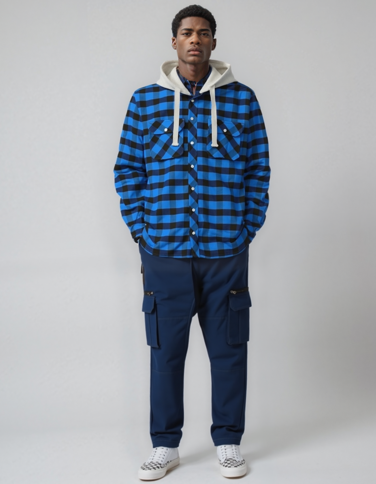 Men’s Soft flannel Shirt Long Sleeve with Hood