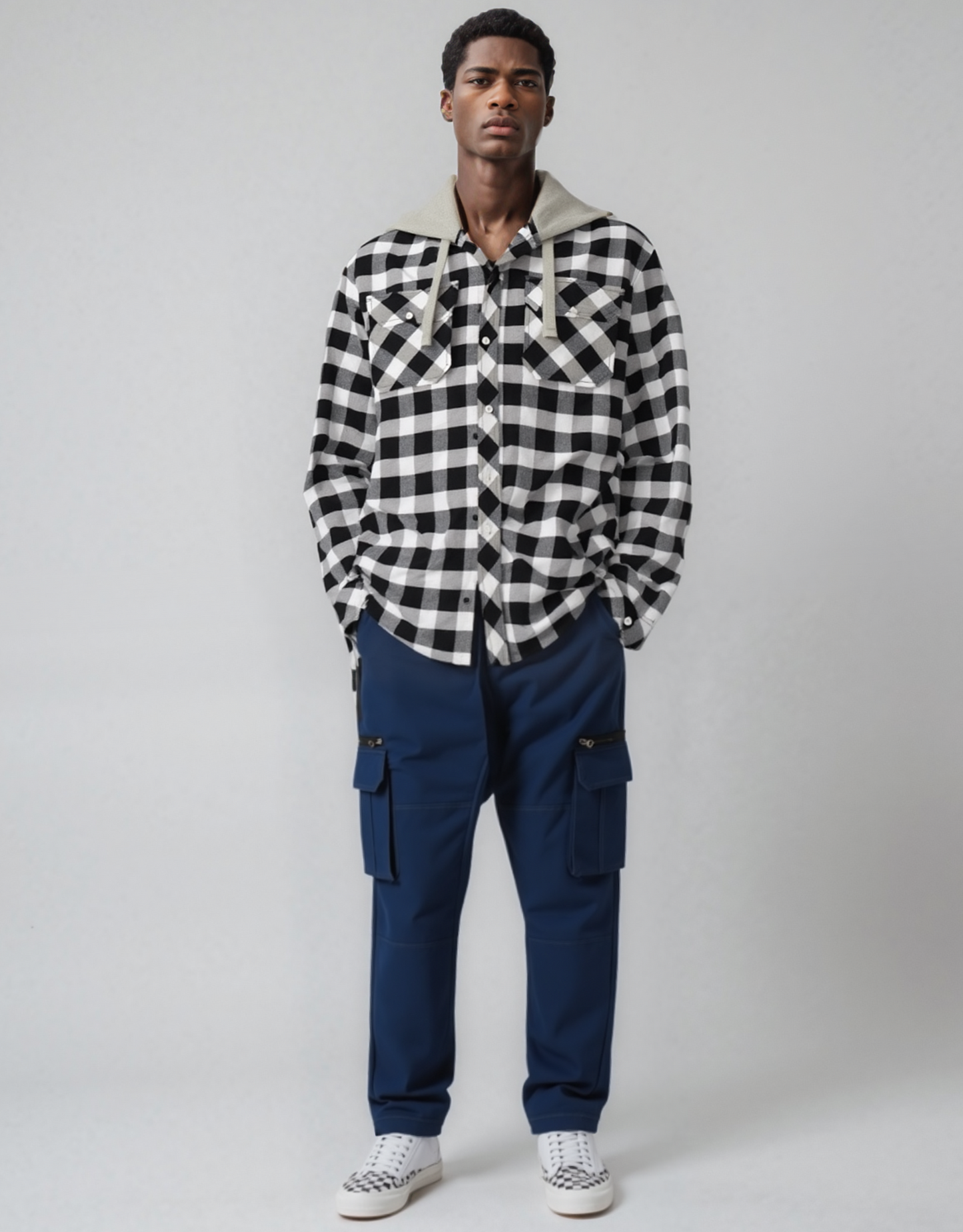 Men’s Soft flannel Shirt Long Sleeve with Hood