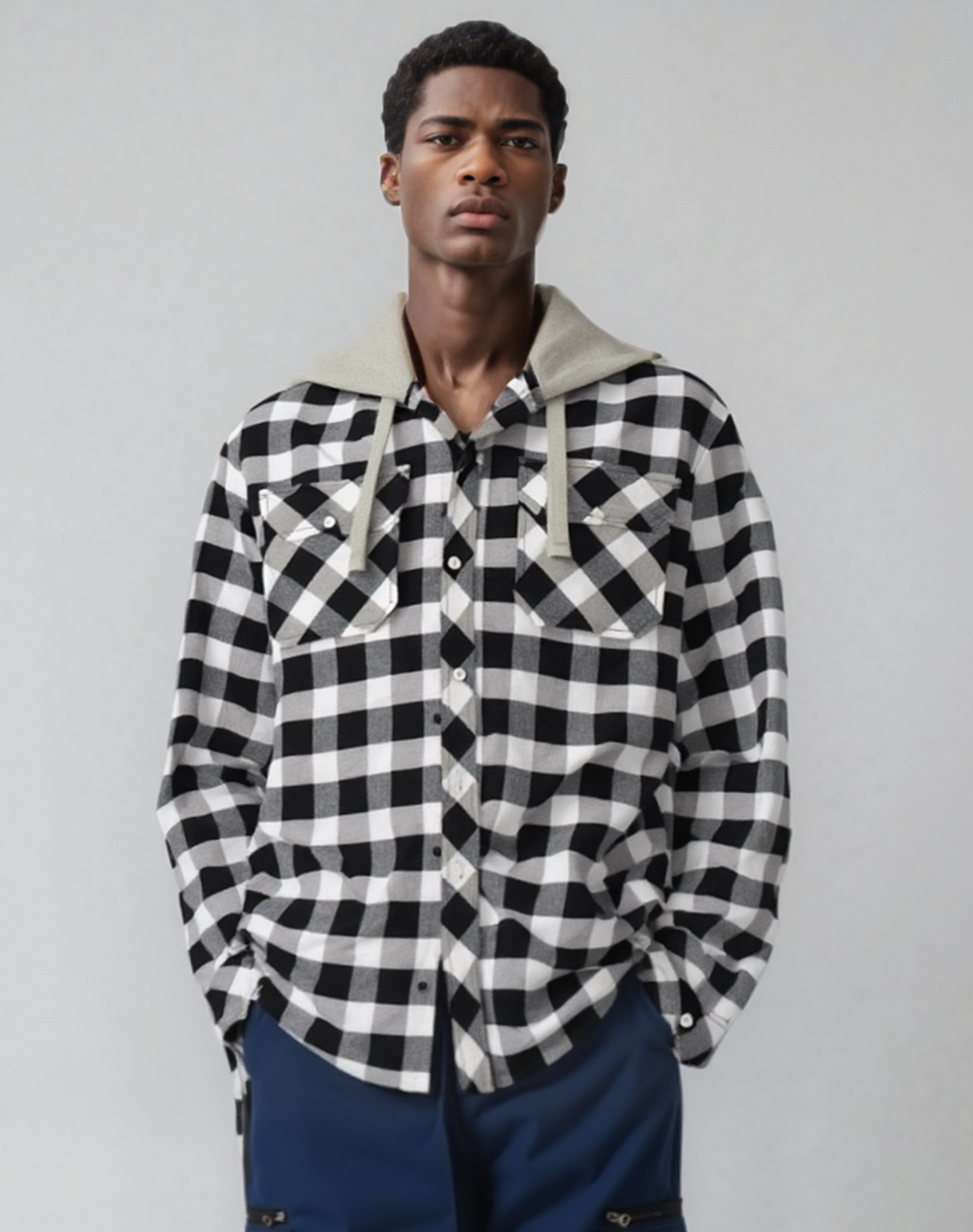 Men’s Soft flannel Shirt Long Sleeve with Hood