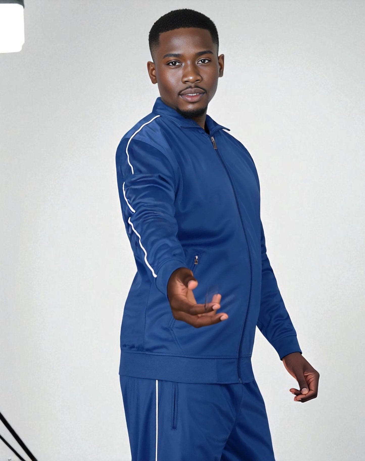 Men 2-piece Classic Jogger Tracksuit Track Jacket & Trackpants Solid Plain Outfit