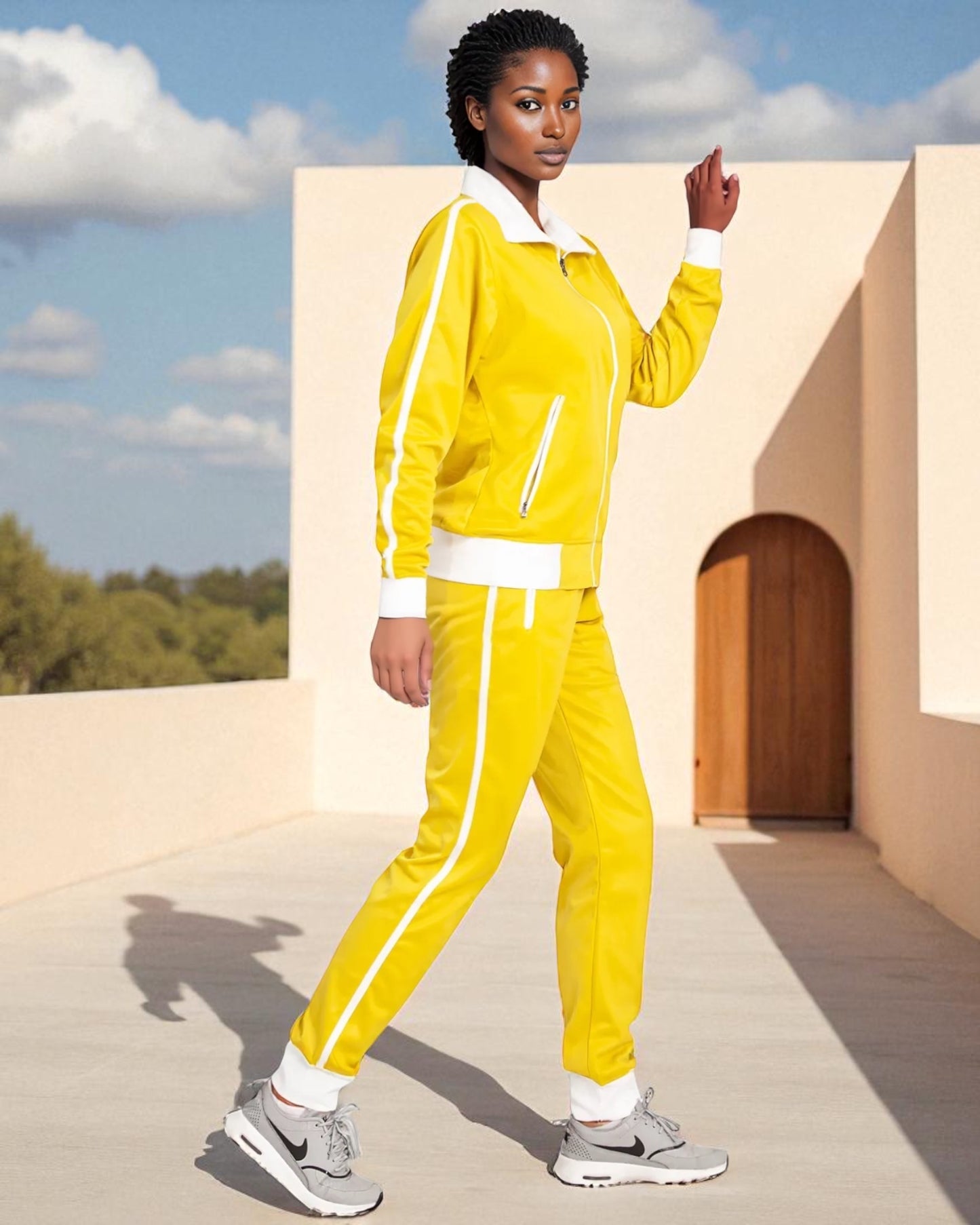 Women's 2-Piece Sunshine Jogger Tracksuit Track Jacket and Track Pants