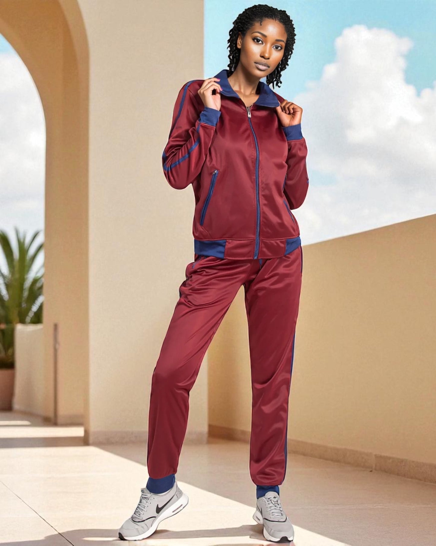 Women's 2-Piece Sunshine Jogger Tracksuit Track Jacket and Track Pants