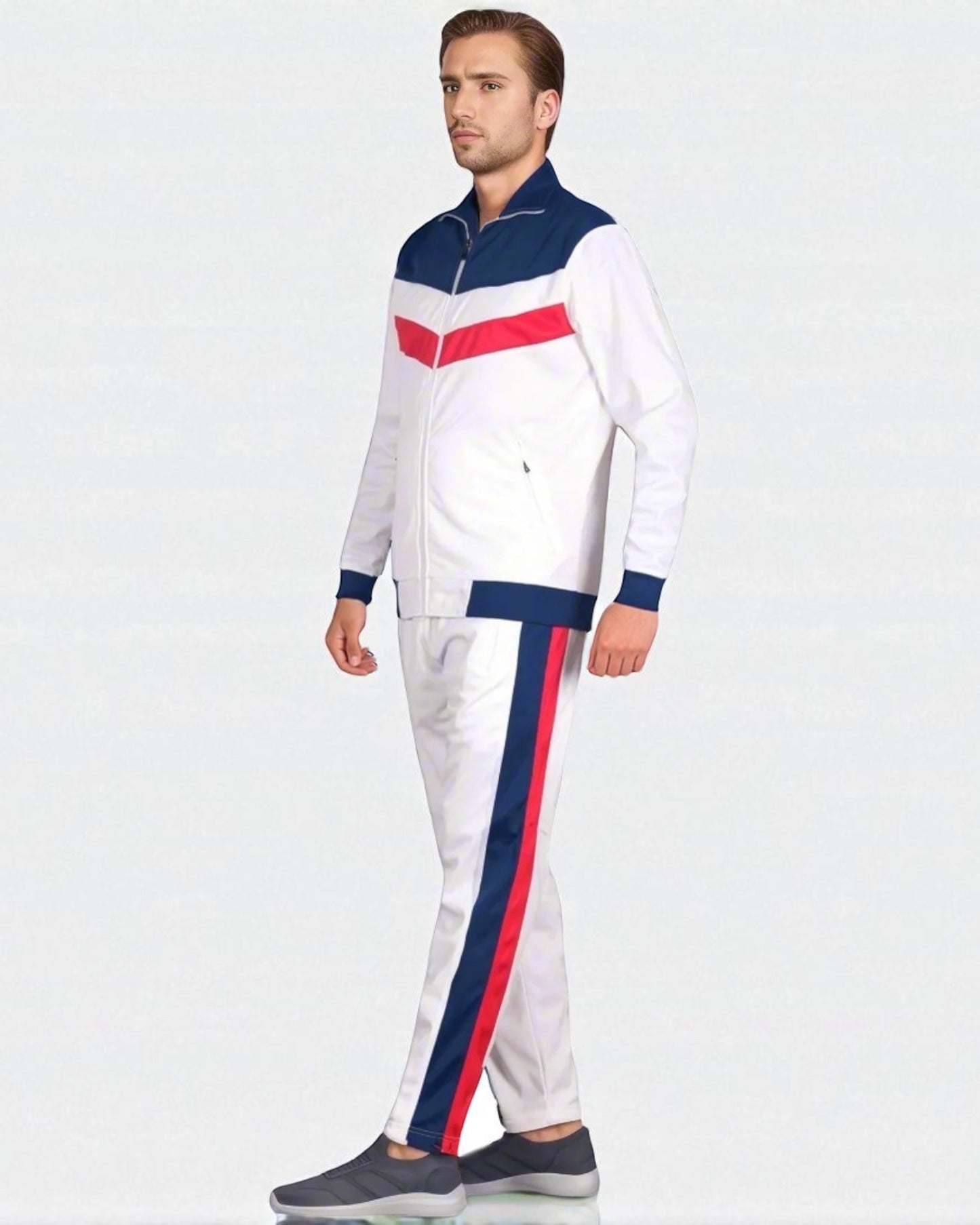 Men's Tracksuit Warm-Up 2-piece Retro Style Track Jacket & Pants Matching Set