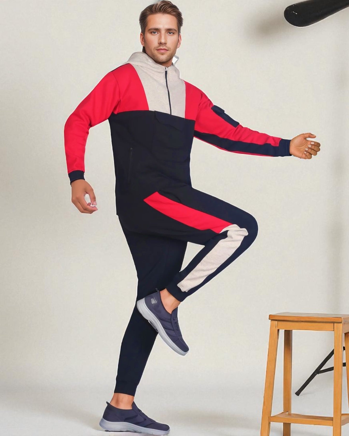 Men's 2-Piece Sweatsuit Quarter Zip Hoodie With Jogger sweatpants Heavy Fleece Outfit