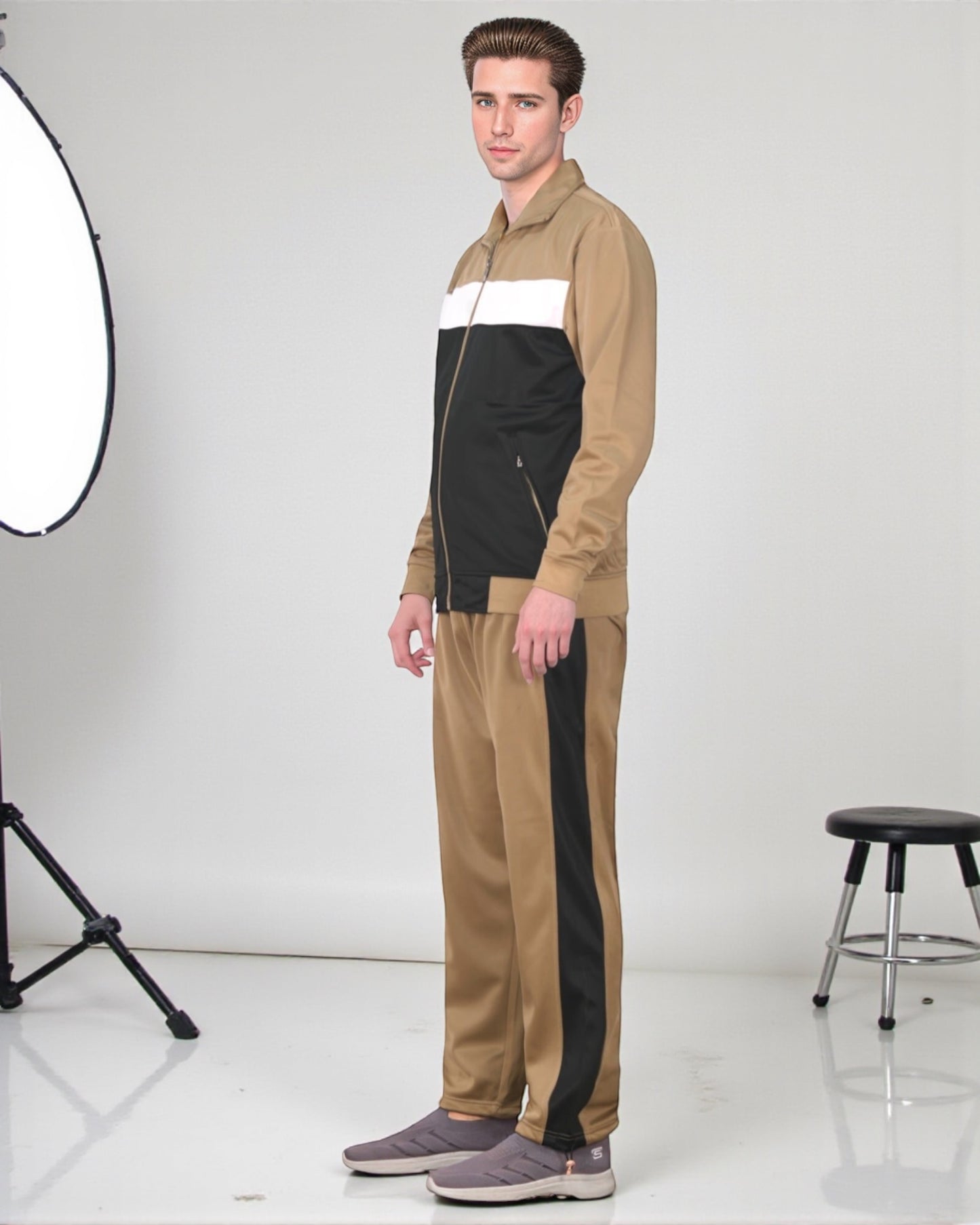 Men’s 2-Piece Tracksuit Traditional Coral Blocks Active Track Jacket and Track pants Outfit