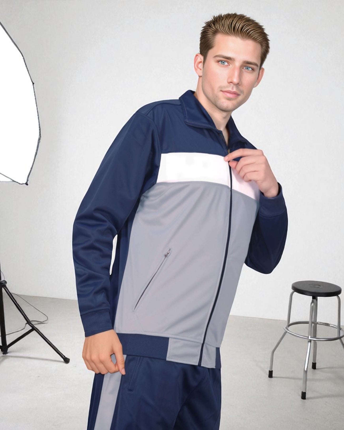 Men’s 2-Piece Tracksuit Traditional Coral Blocks Active Track Jacket and Track pants Outfit