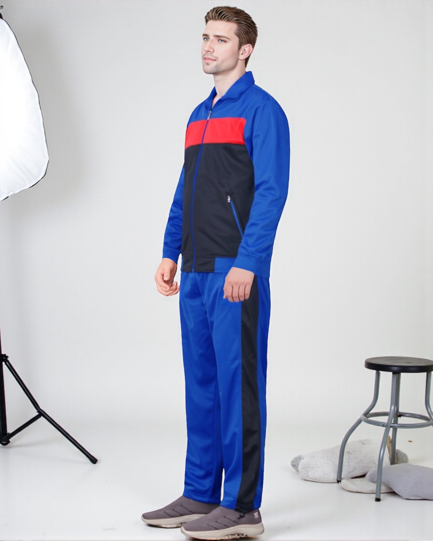 Men’s 2-Piece Tracksuit Traditional Coral Blocks Active Track Jacket and Track pants Outfit