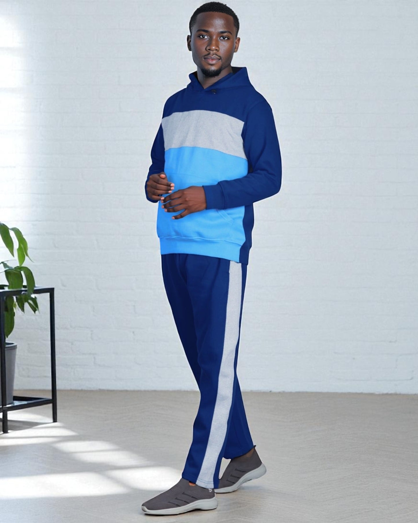 Men’s 2-piece Heavy Duty & matching Sweatpants Pullover Hoodie suit with stand