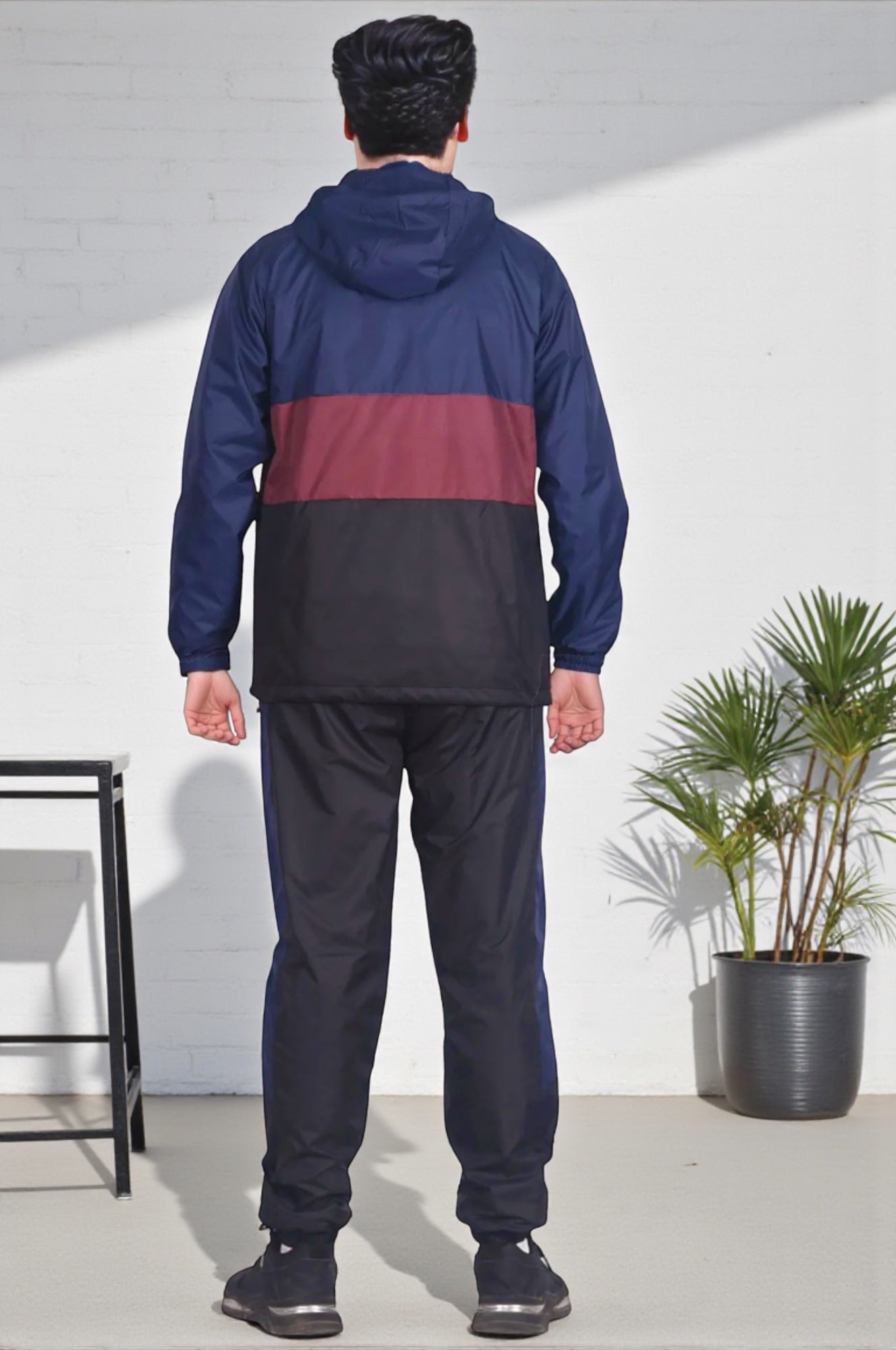 Men’s 2-Piece Quarter Zip Pullover Windbreaker Tracksuit Jogger Sports Mesh lined Outfit