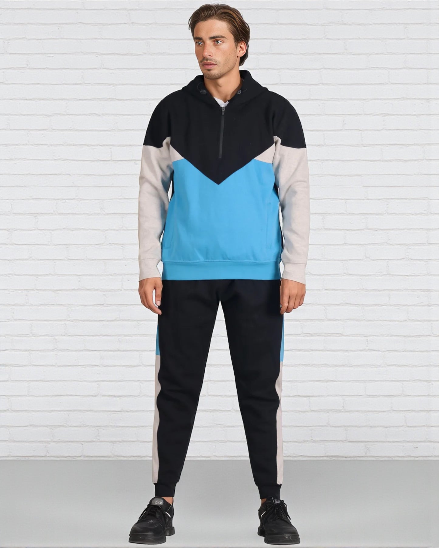 Men’s 2-Piece Quarter Zip Resilience Fleece Hoodie Sweatsuit