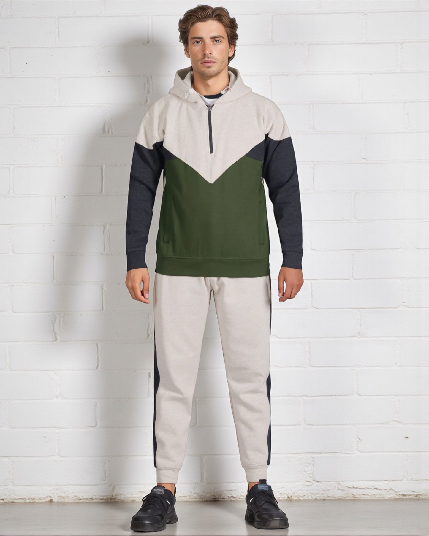 Men’s 2-Piece Quarter Zip Resilience Fleece Hoodie Sweatsuit