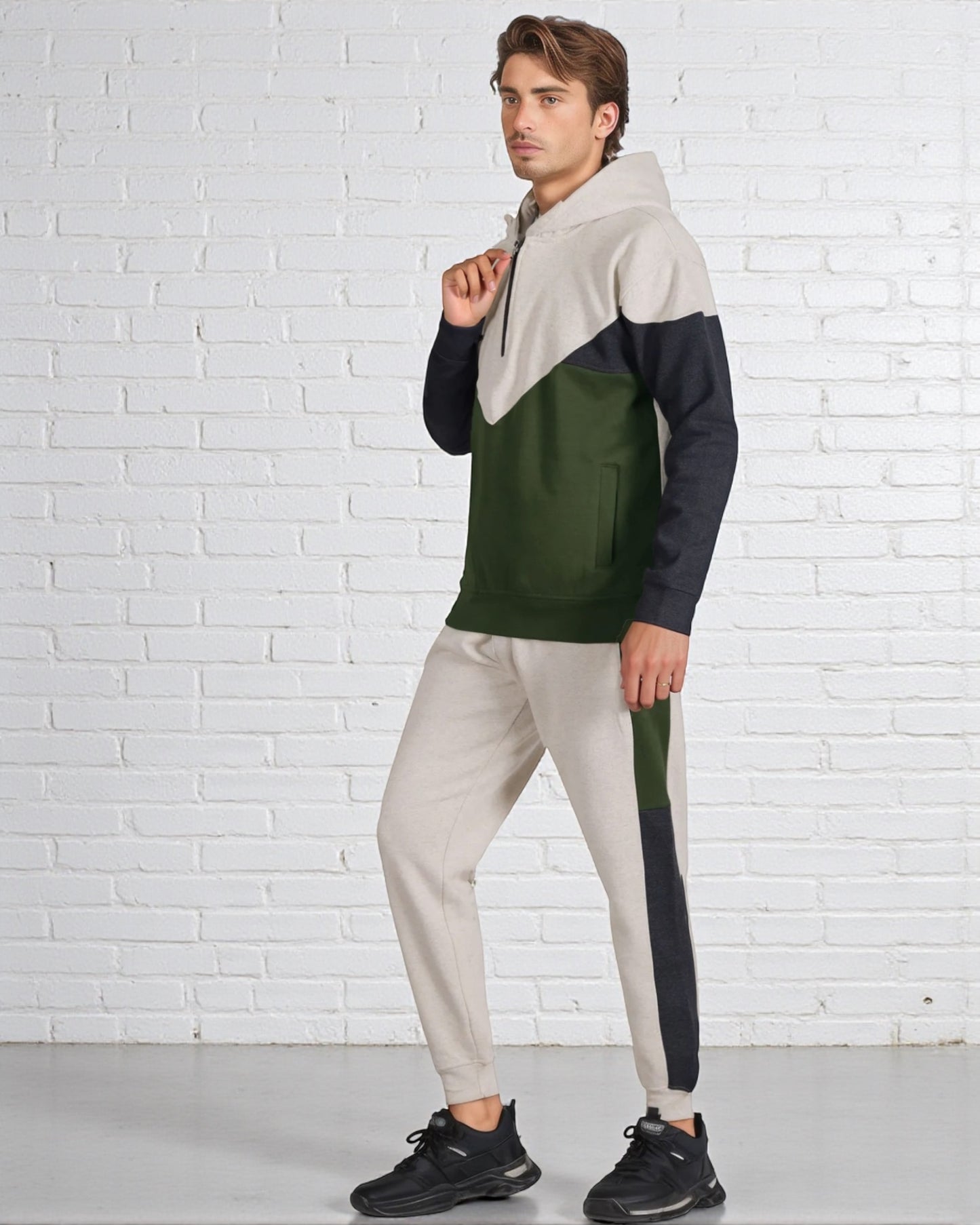 Men’s 2-Piece Quarter Zip Resilience Fleece Hoodie Sweatsuit