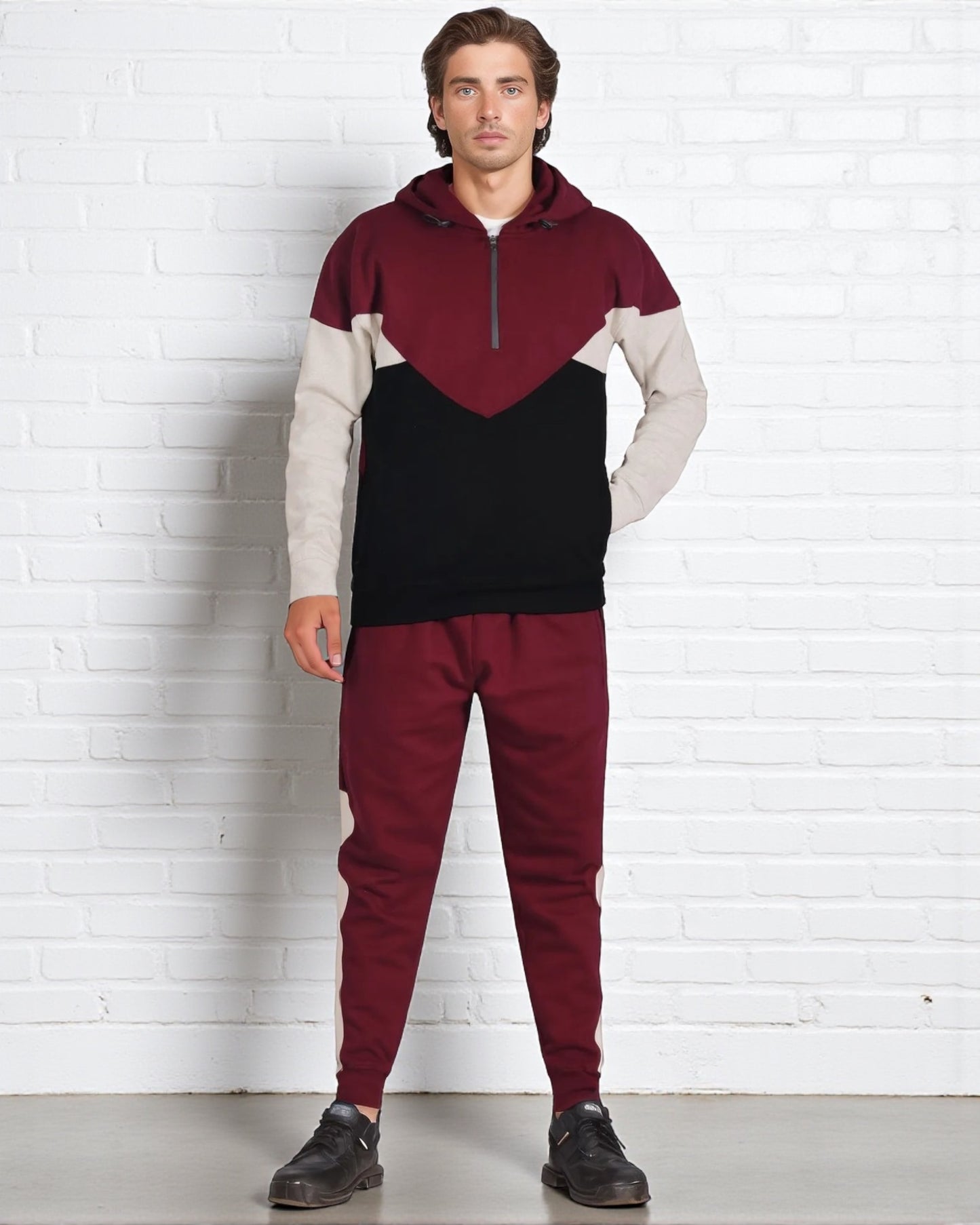 Men’s 2-Piece Quarter Zip Resilience Fleece Hoodie Sweatsuit