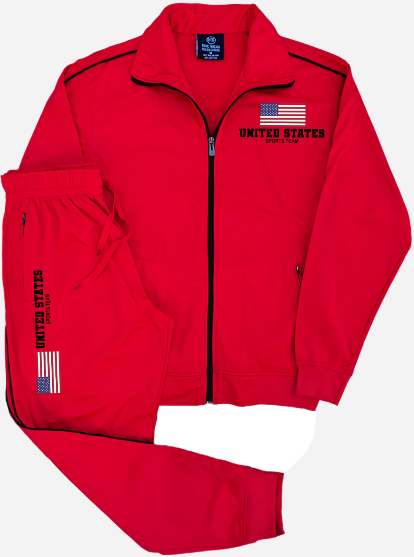 Men's Tracksuit US Sports Theme Track Jacket & Matching Jogging Pants