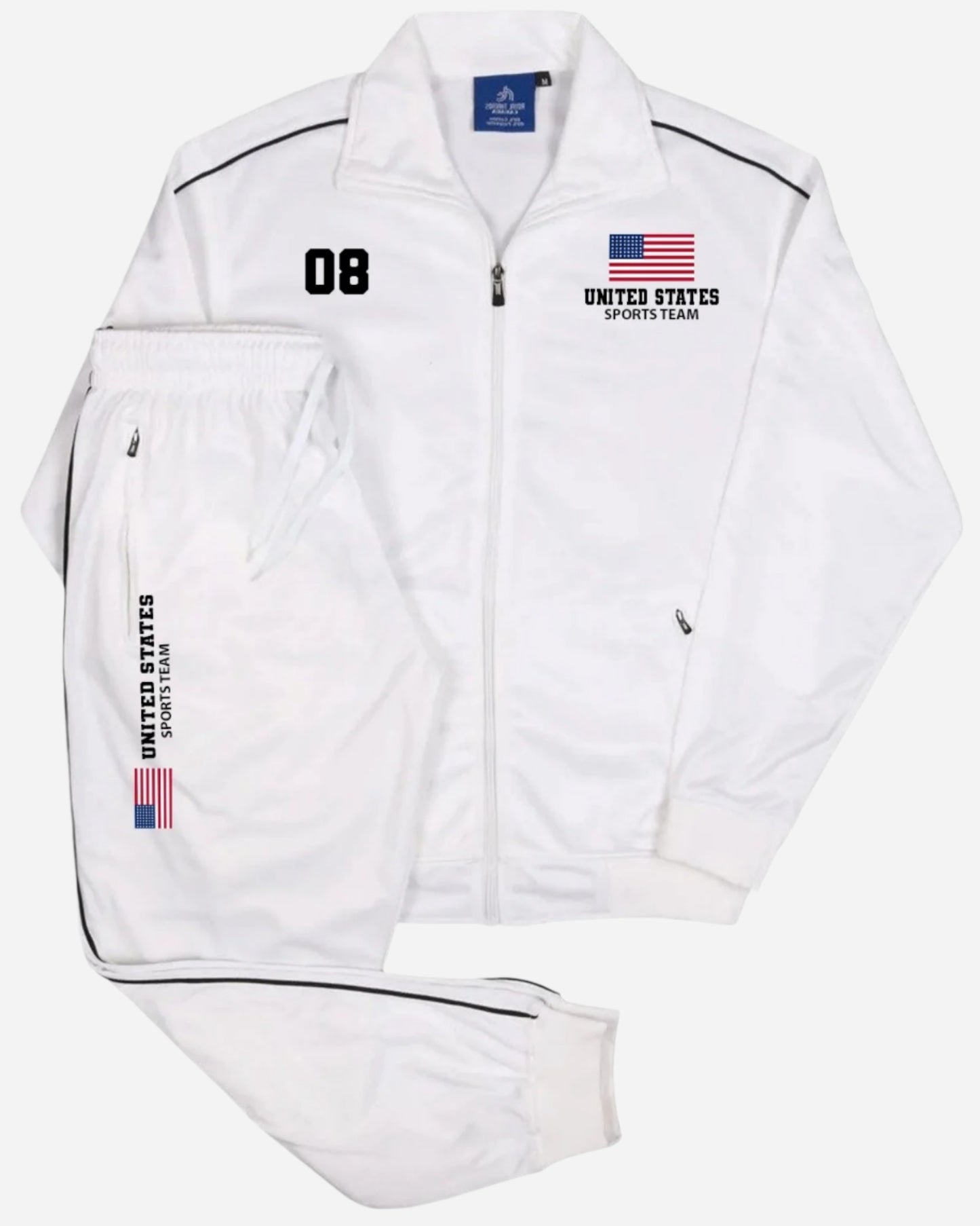 Men's Tracksuit US Sports Theme Track Jacket & Matching Jogging Pants