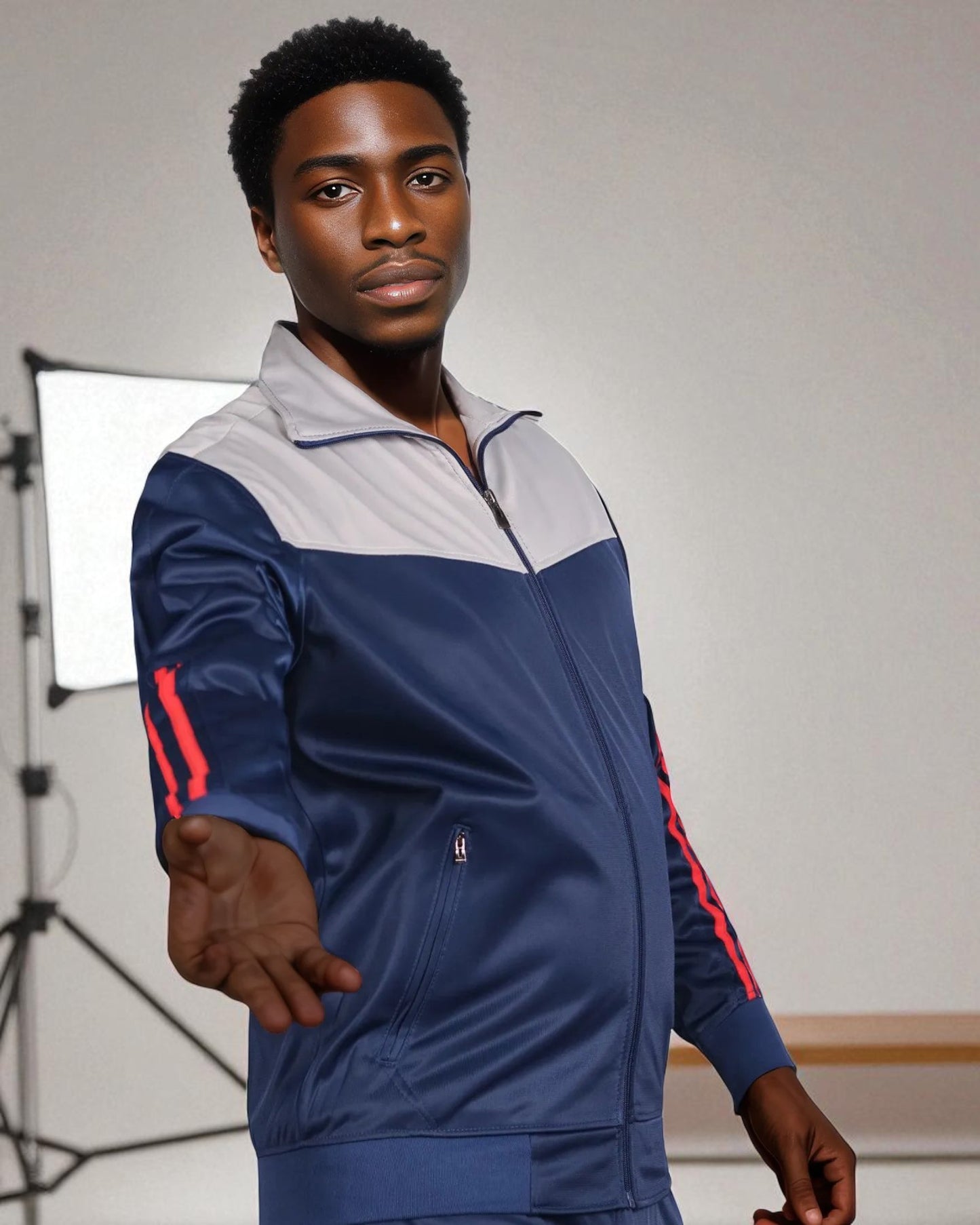 Men Velocity Tracksuit Active Jogging suit GYM Striped Jogger Top and Bottom Outfit